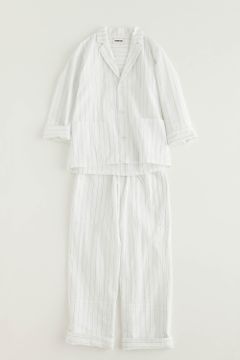 【ラスト1点】"day"pajama seer sucker(WHITE×NAVY)【ユニセックス】【セットアップ】