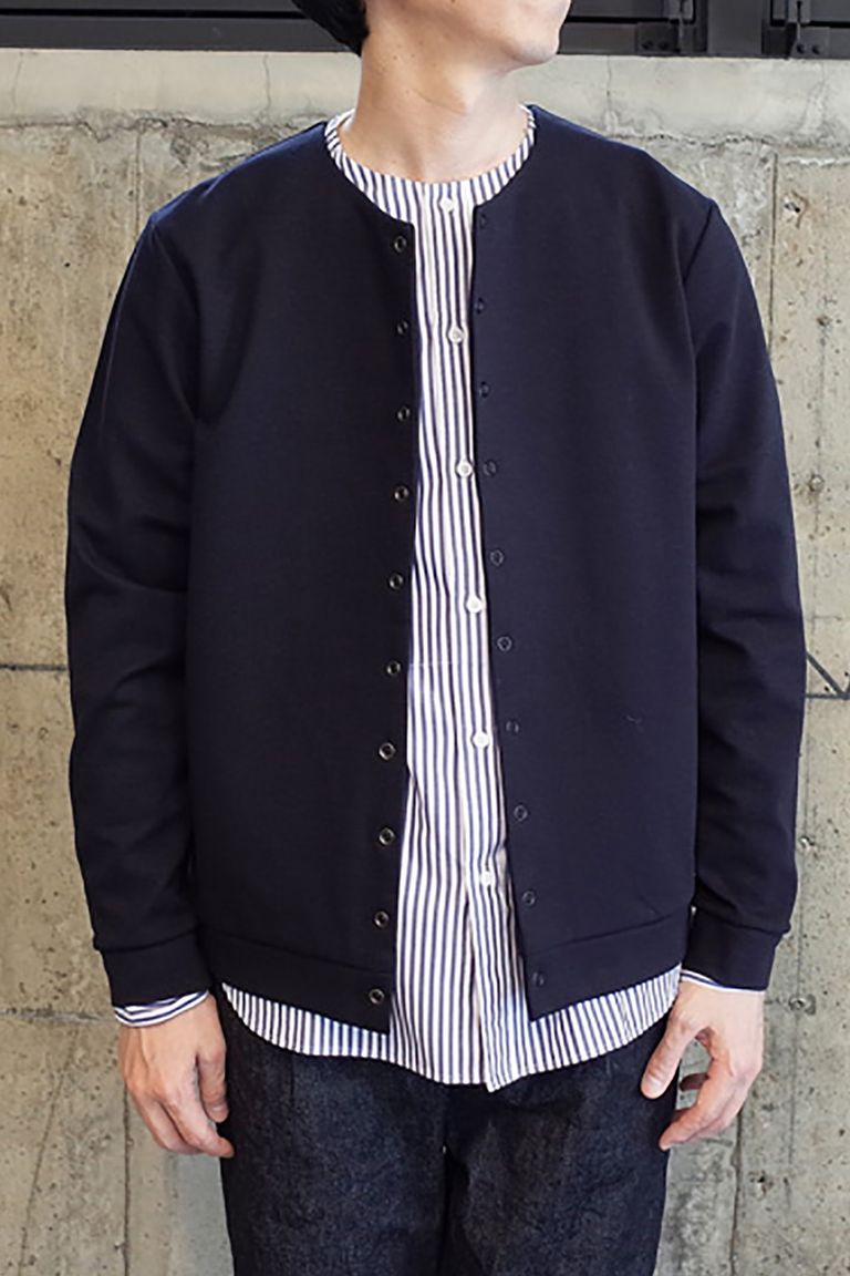 Still By Hand 17ss クルーネックカーディガン Navy Salty