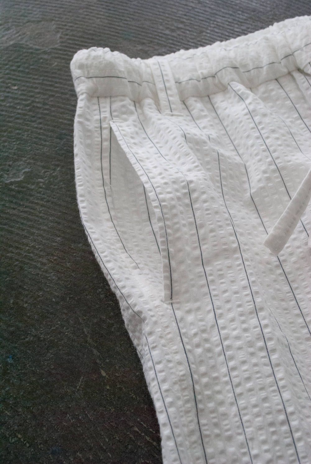 【ラスト1点】"day"pajama seer sucker(WHITE×NAVY)【ユニセックス】【セットアップ】