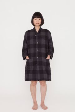 "day long"pajama(herringbone block check BLACK)