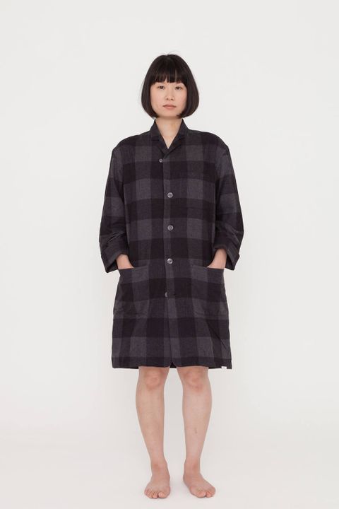 "day long"pajama(herringbone block check BLACK)