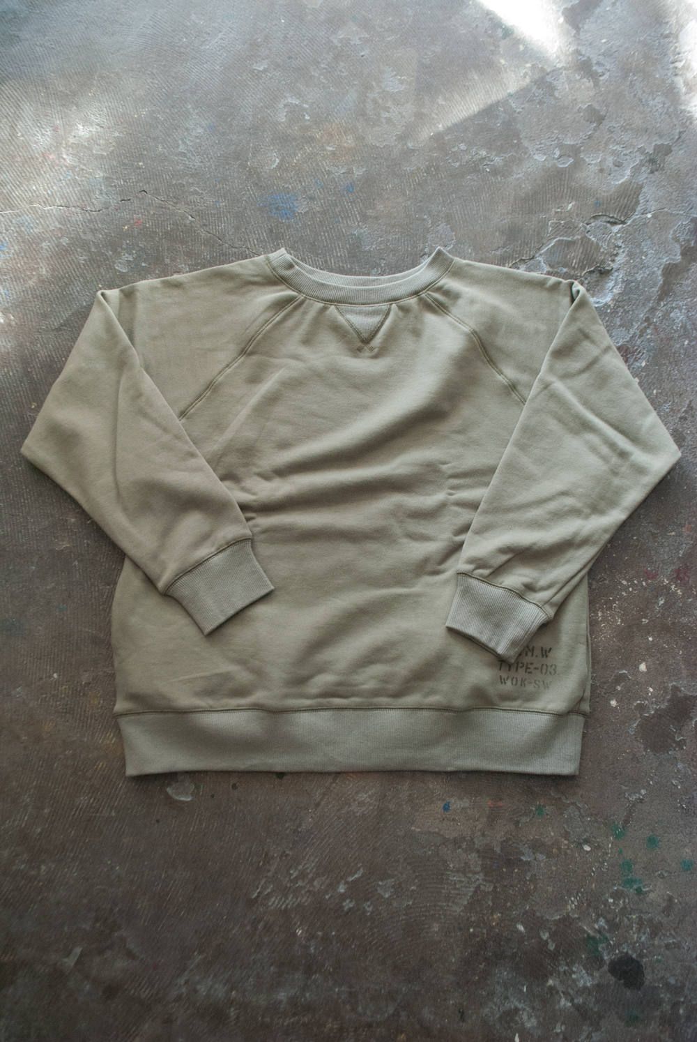 【ラスト1点】"military wok" sweat shirts 【ユニセックス】(OLIVE)