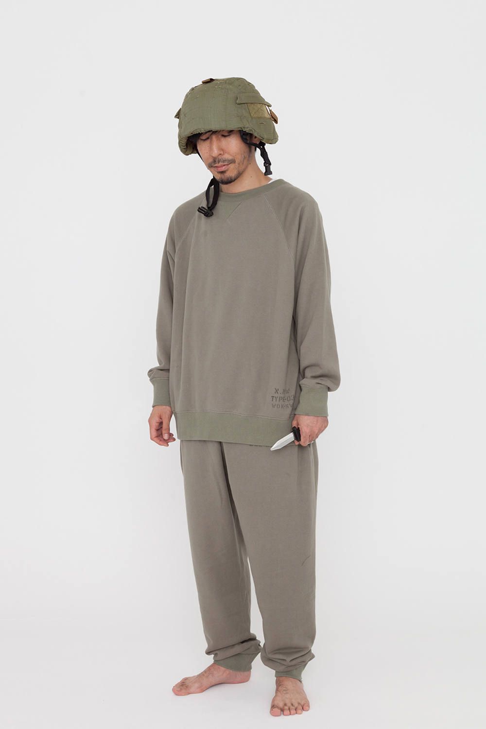 【ラスト1点】"military wok" sweat shirts 【ユニセックス】(OLIVE)