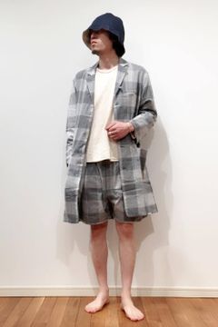 【ラスト1点】"day long"pajama(herringbone block check GRAY)