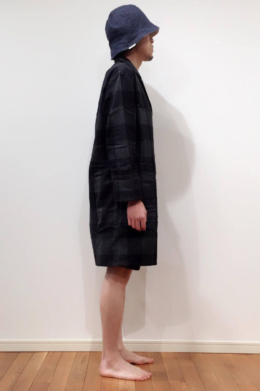 "day long"pajama(herringbone block check BLACK)