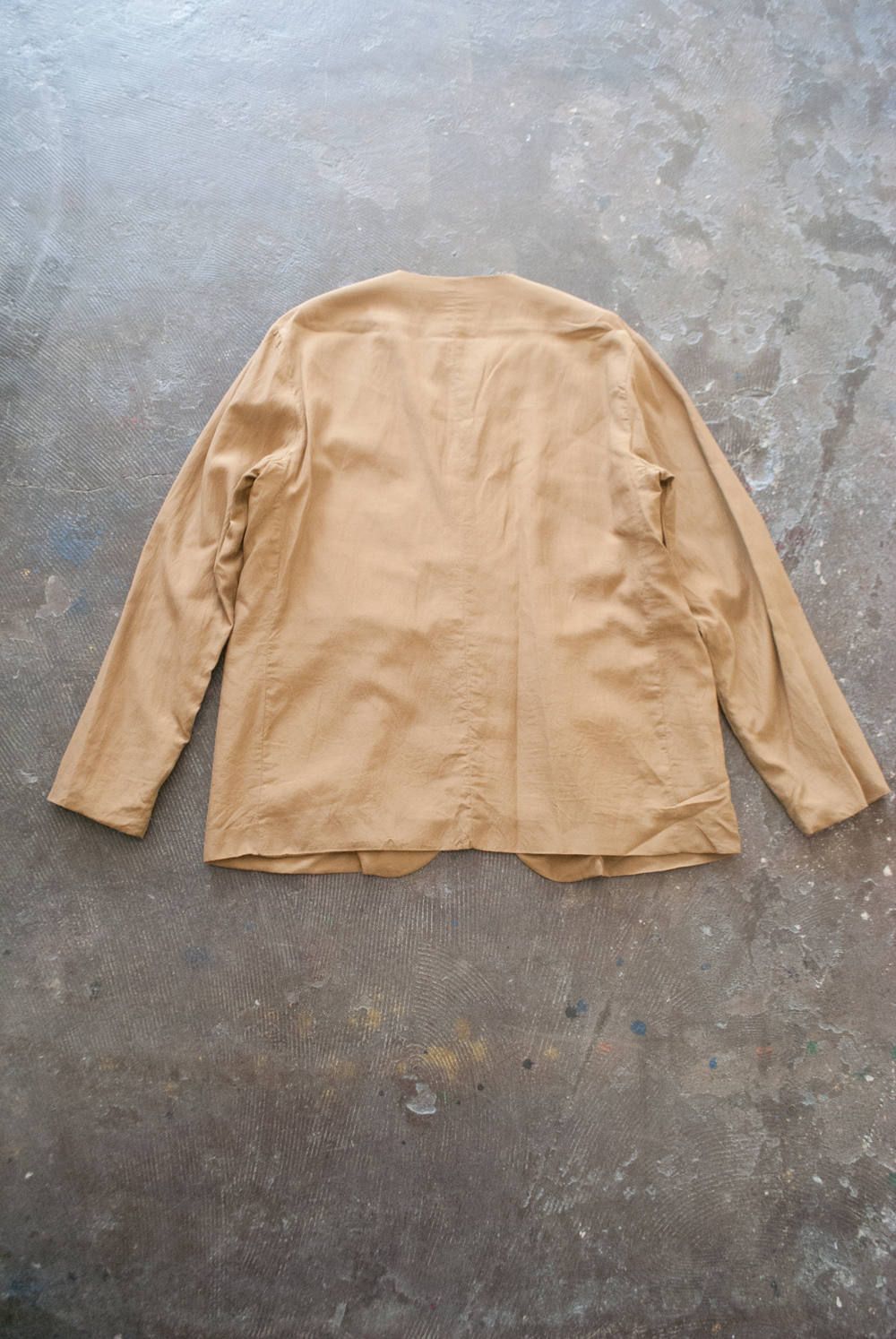 【ラスト1点】ノーカラーキュプラジャケット(CAMEL)