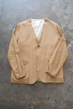 【ラスト1点】ノーカラーキュプラジャケット(CAMEL)