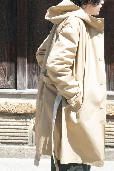 Still By Hand ラスト1点 18aw 撥水シンサレートガウンコート Olive Salty