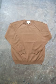 【ラスト1点】綿×ウールクルーネックニット(BROWN)