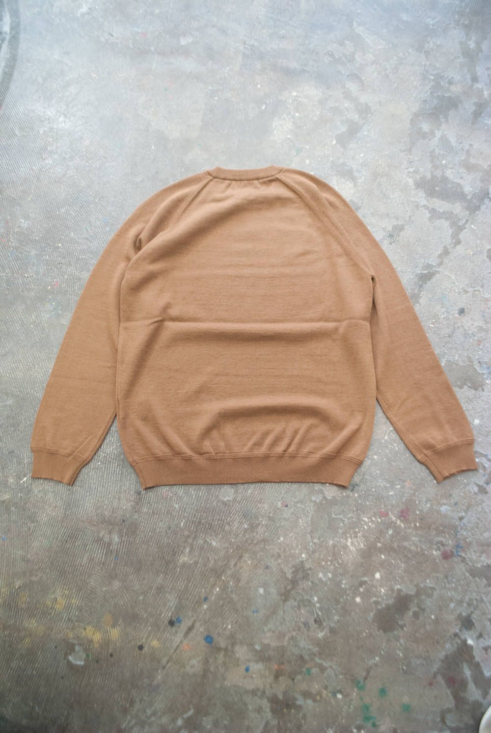 【ラスト1点】綿×ウールクルーネックニット(BROWN)