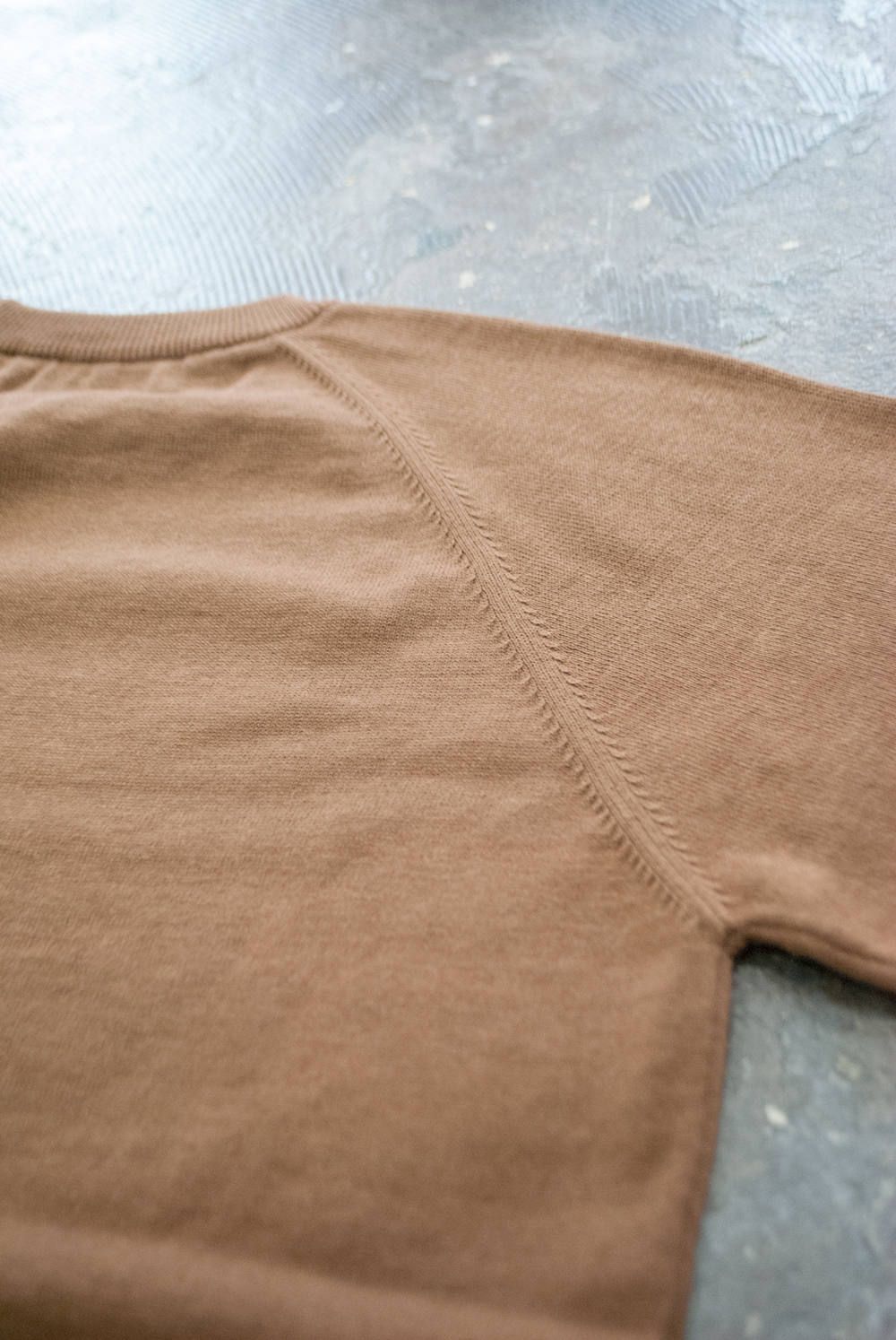 【ラスト1点】綿×ウールクルーネックニット(BROWN)
