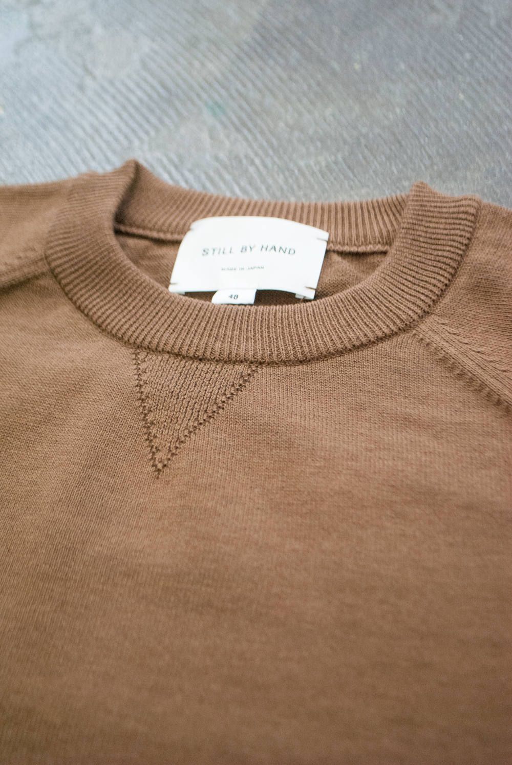 【ラスト1点】綿×ウールクルーネックニット(BROWN)