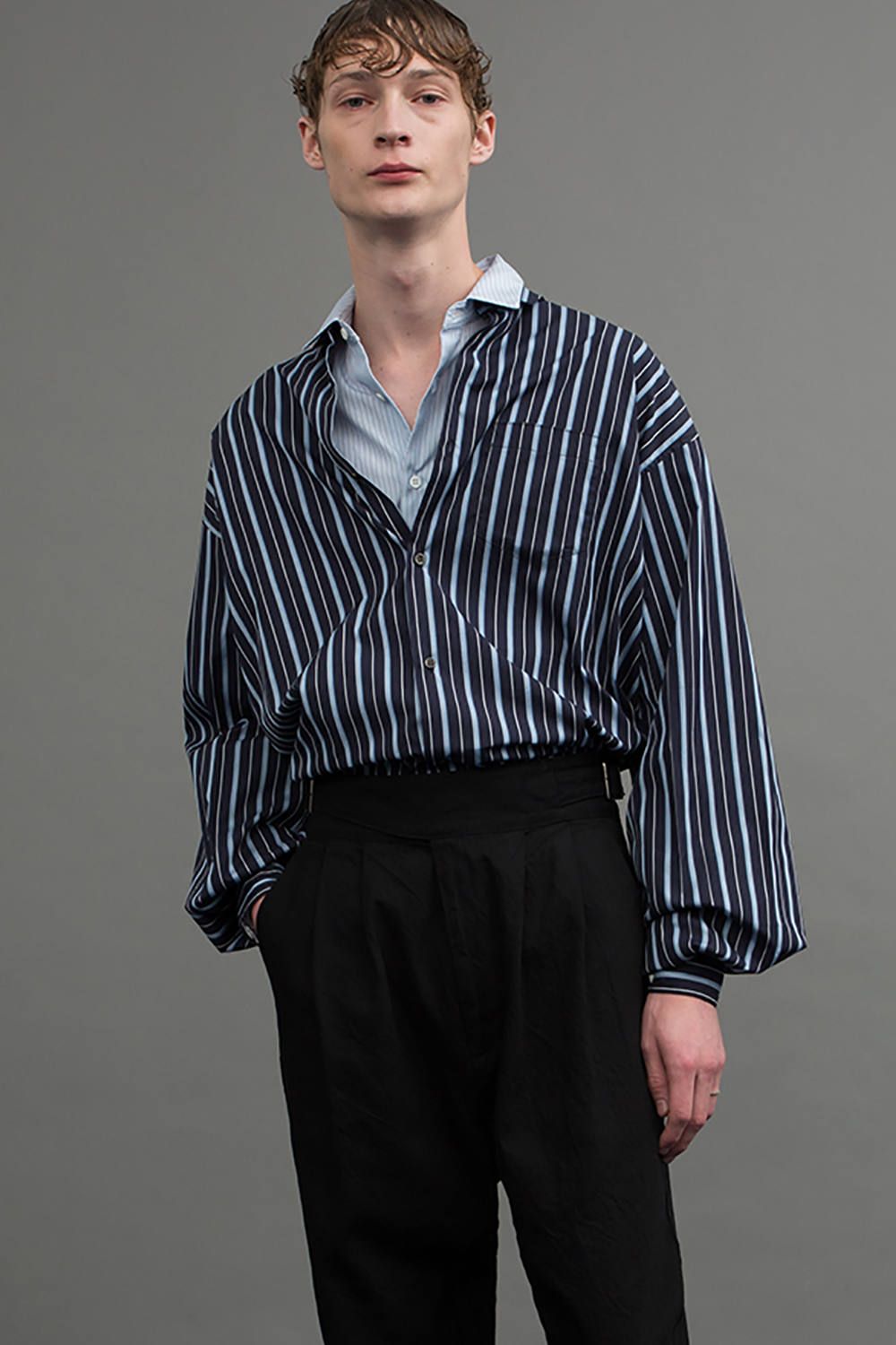 juha - 【ラスト1点】【18AW】Stripe Over Shirt/ストライプオーバー