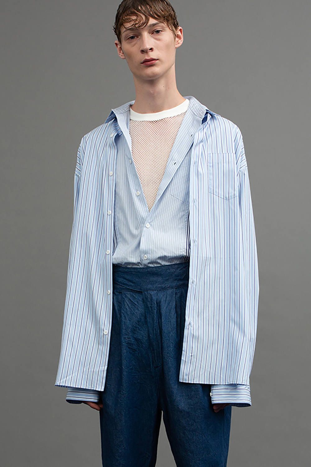 juha - 【ラスト1点】【18AW】Stripe Over Shirt/ストライプオーバーサイズシャツ(SAX) | Salty