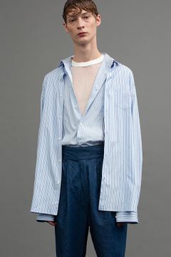 【ラスト1点】【18AW】Stripe Over Shirt/ストライプオーバーサイズシャツ(SAX)