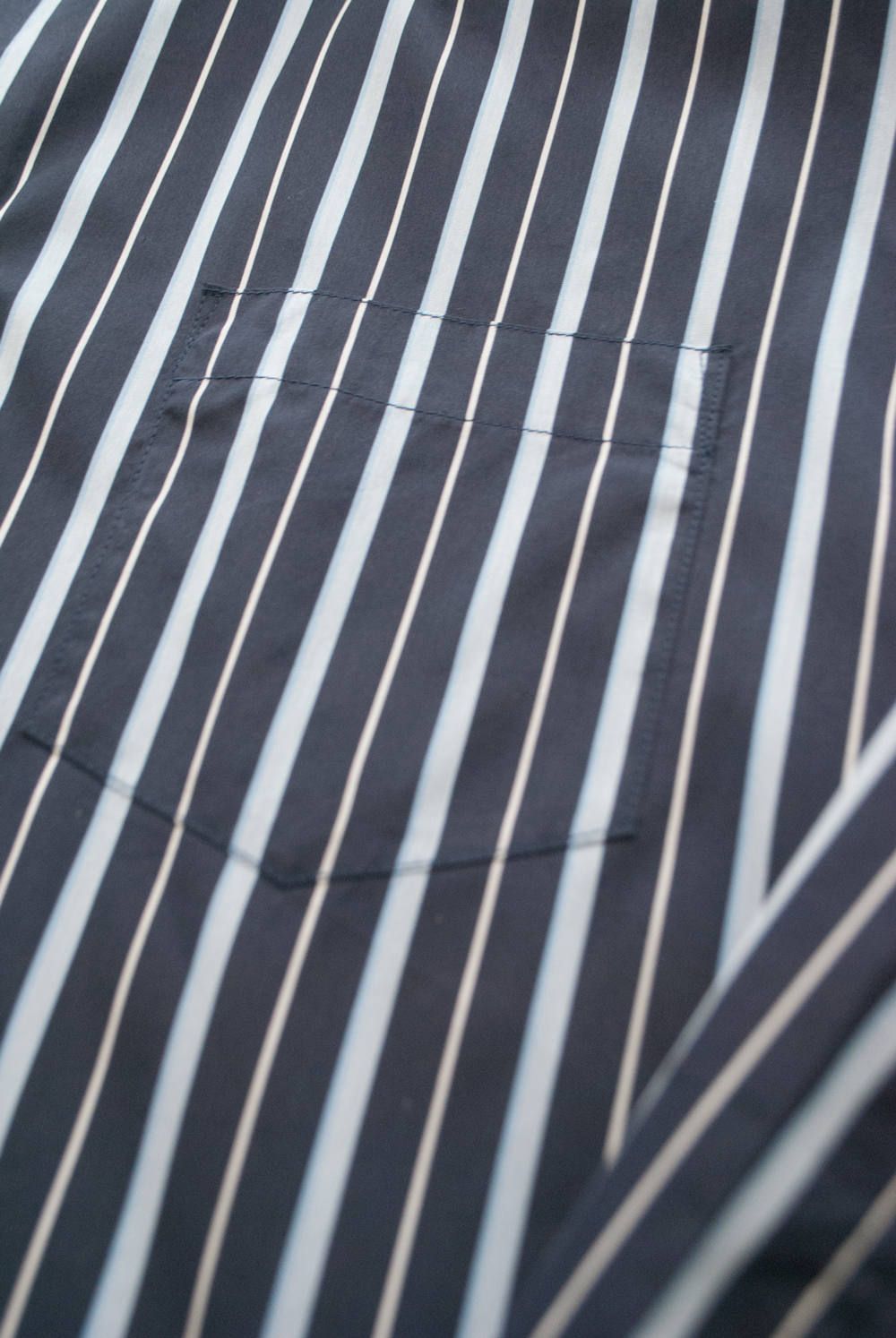 【ラスト1点】【18AW】Stripe Over Shirt/ストライプオーバーサイズシャツ(NAVY)