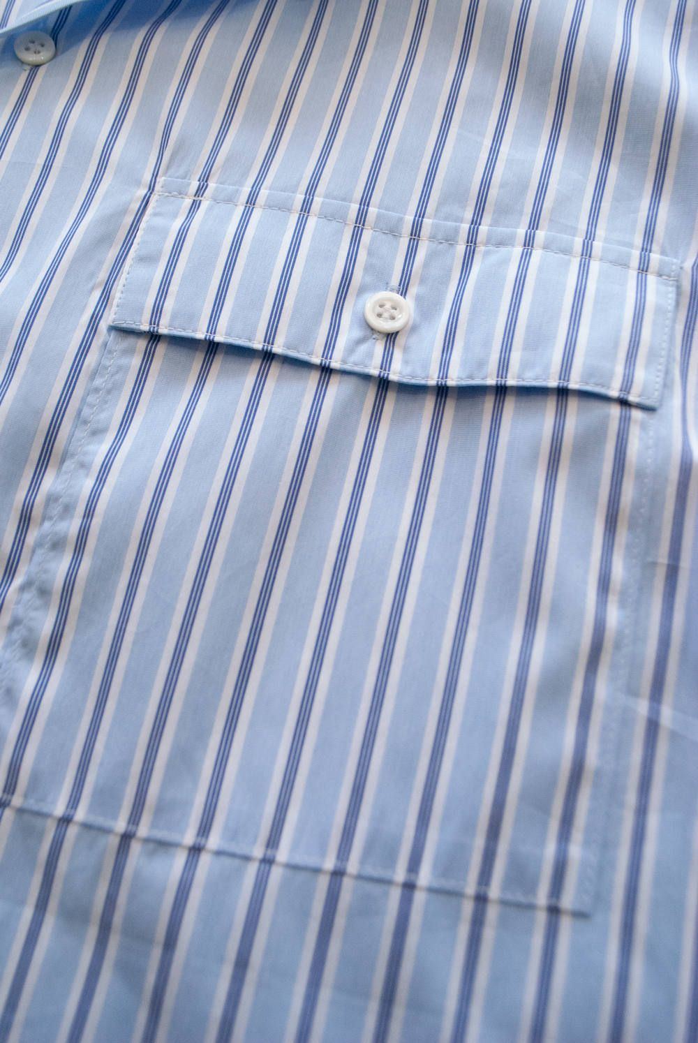 【ラスト1点】Dolman Open-Collar Stripe Shirt/ドルマンオープンカラーストライプシャツ(SAX)
