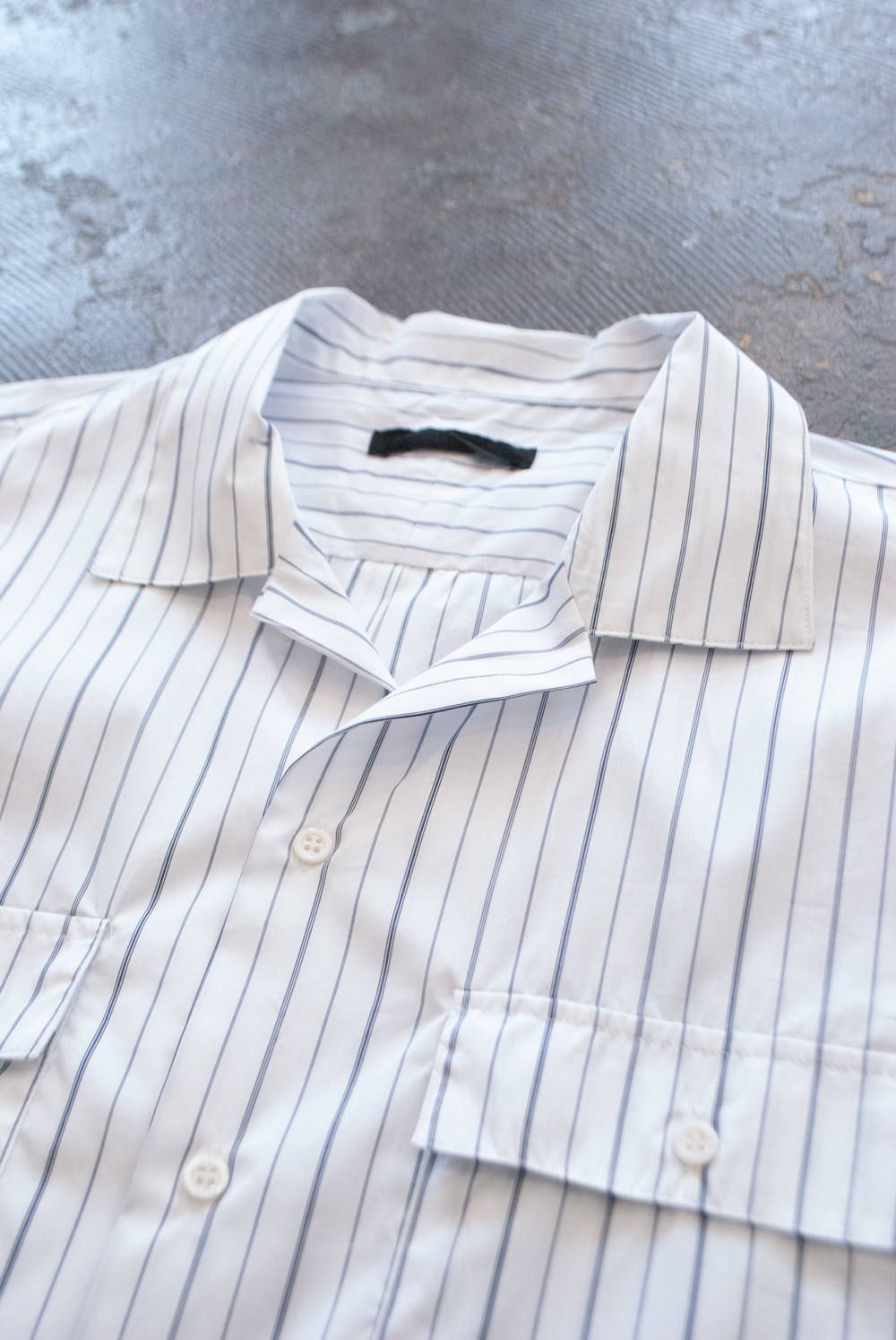 【ラスト1点】【19SS】Dolman Open-Collar Stripe Shirt/ドルマンオープンカラーストライプシャツ(WHITE)