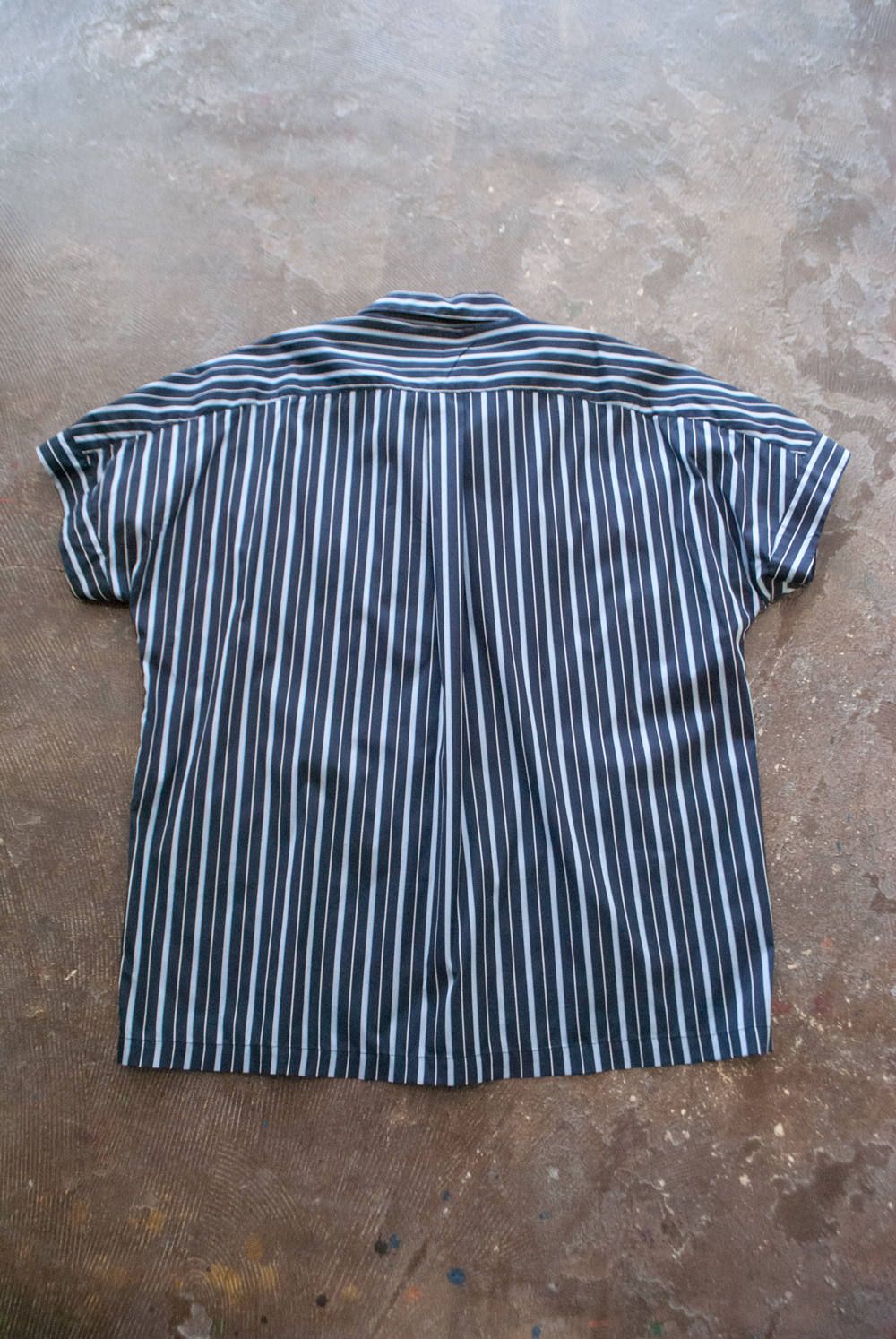 【ラスト1点】【19SS】Dolman Open-Collar Stripe Shirt/ドルマンオープンカラーストライプシャツ(NAVY)