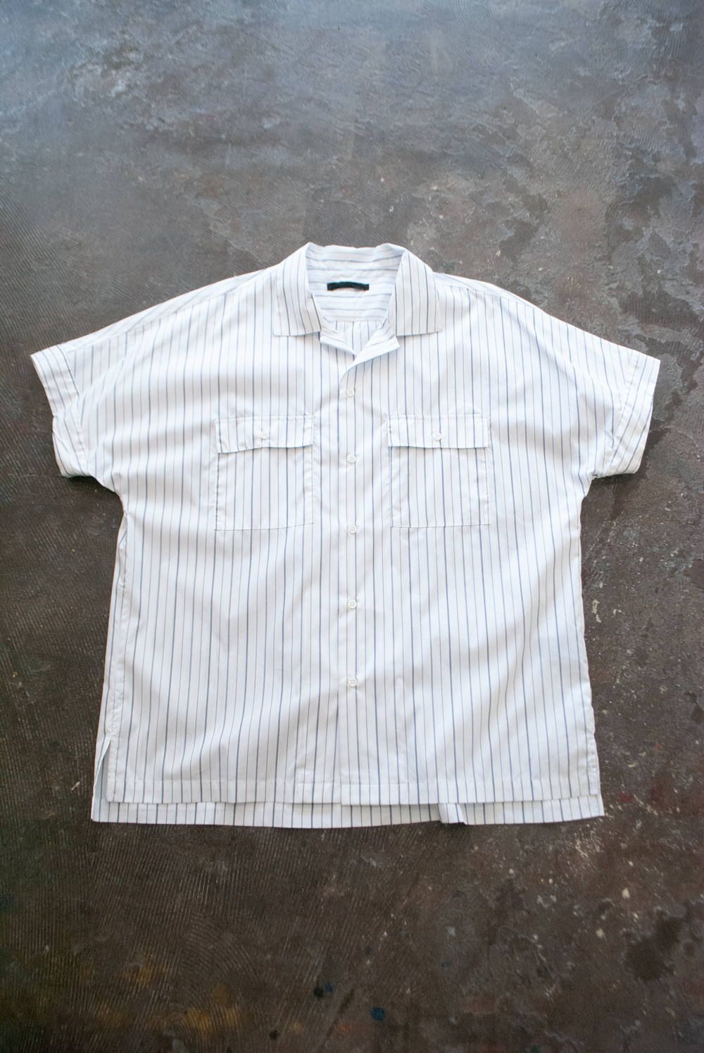 【ラスト1点】【19SS】Dolman Open-Collar Stripe Shirt/ドルマンオープンカラーストライプシャツ(WHITE)