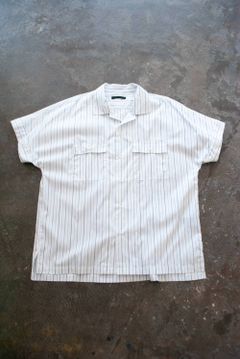 【ラスト1点】【19SS】Dolman Open-Collar Stripe Shirt/ドルマンオープンカラーストライプシャツ(WHITE)