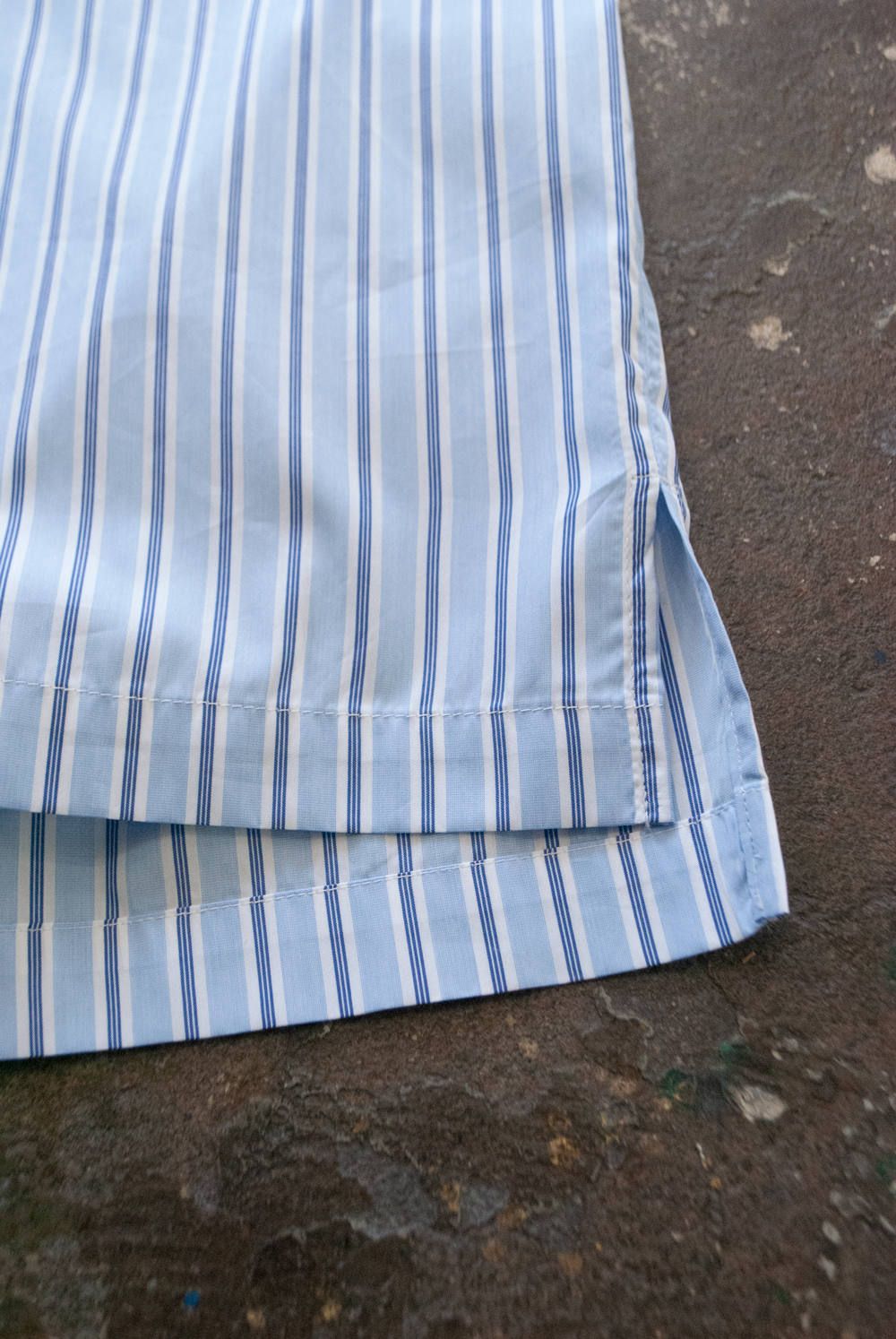 【ラスト1点】Dolman Open-Collar Stripe Shirt/ドルマンオープンカラーストライプシャツ(SAX)