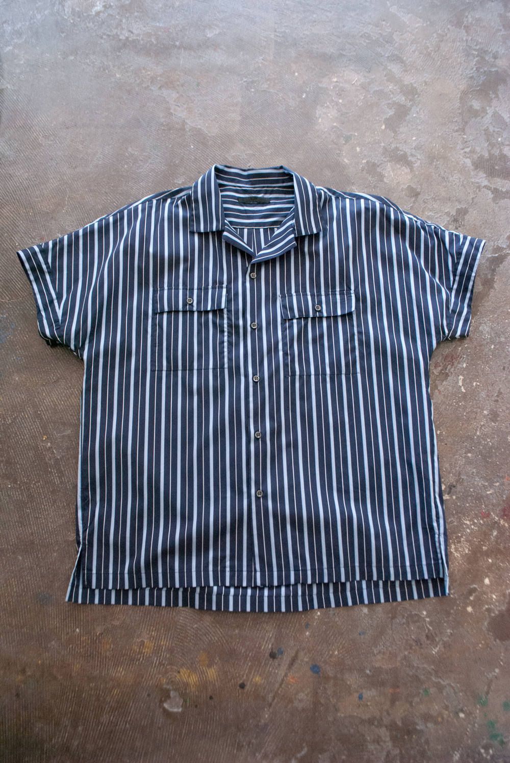 juha - 【ラスト1点】【19SS】Dolman Open-Collar Stripe  Shirt/ドルマンオープンカラーストライプシャツ(NAVY) | Salty