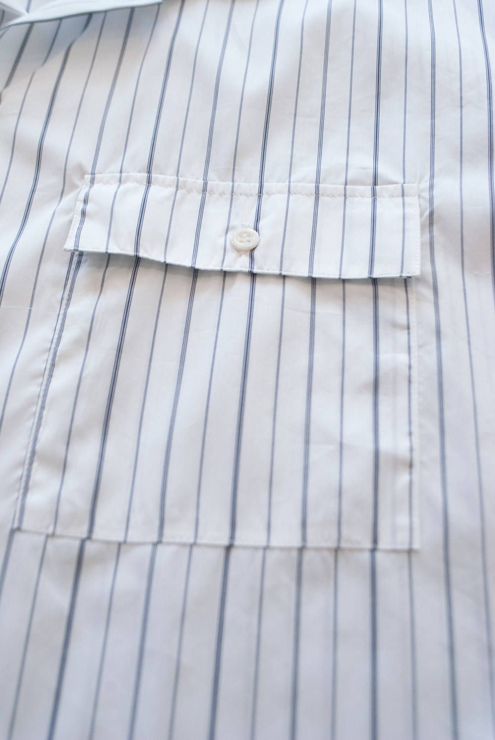 【ラスト1点】【19SS】Dolman Open-Collar Stripe Shirt/ドルマンオープンカラーストライプシャツ(WHITE)