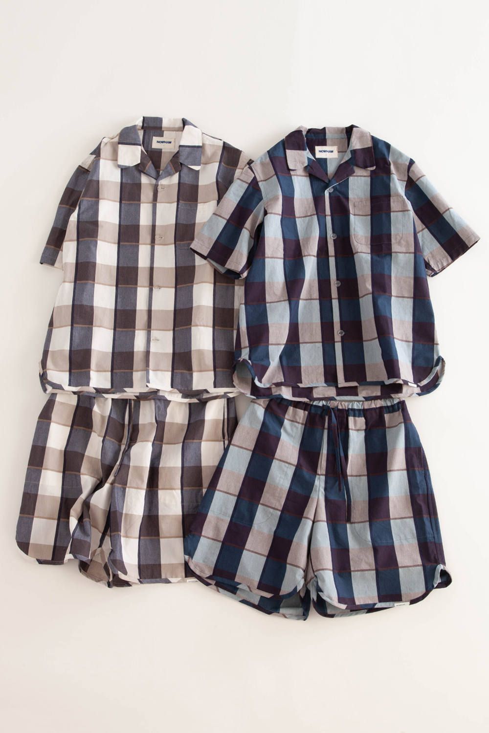 【ラスト1点】"health land"pajama washed cotton/パジャマ(セットアップ)【ユニセックス】(BEIGE×NAVY)