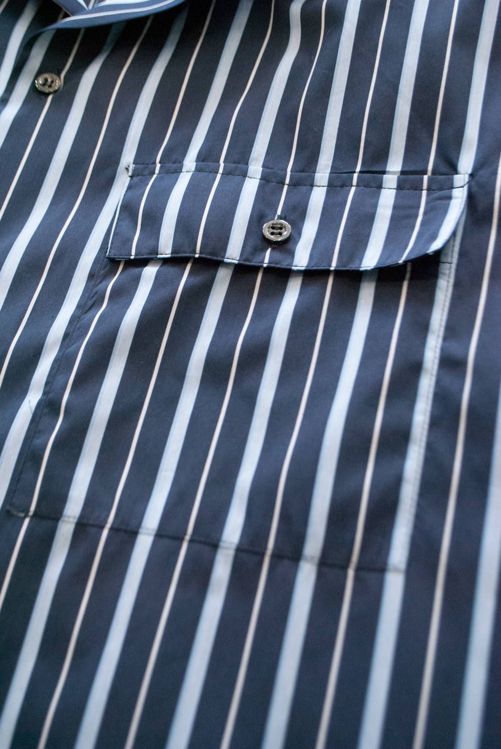 【ラスト1点】【19SS】Dolman Open-Collar Stripe Shirt/ドルマンオープンカラーストライプシャツ(NAVY)