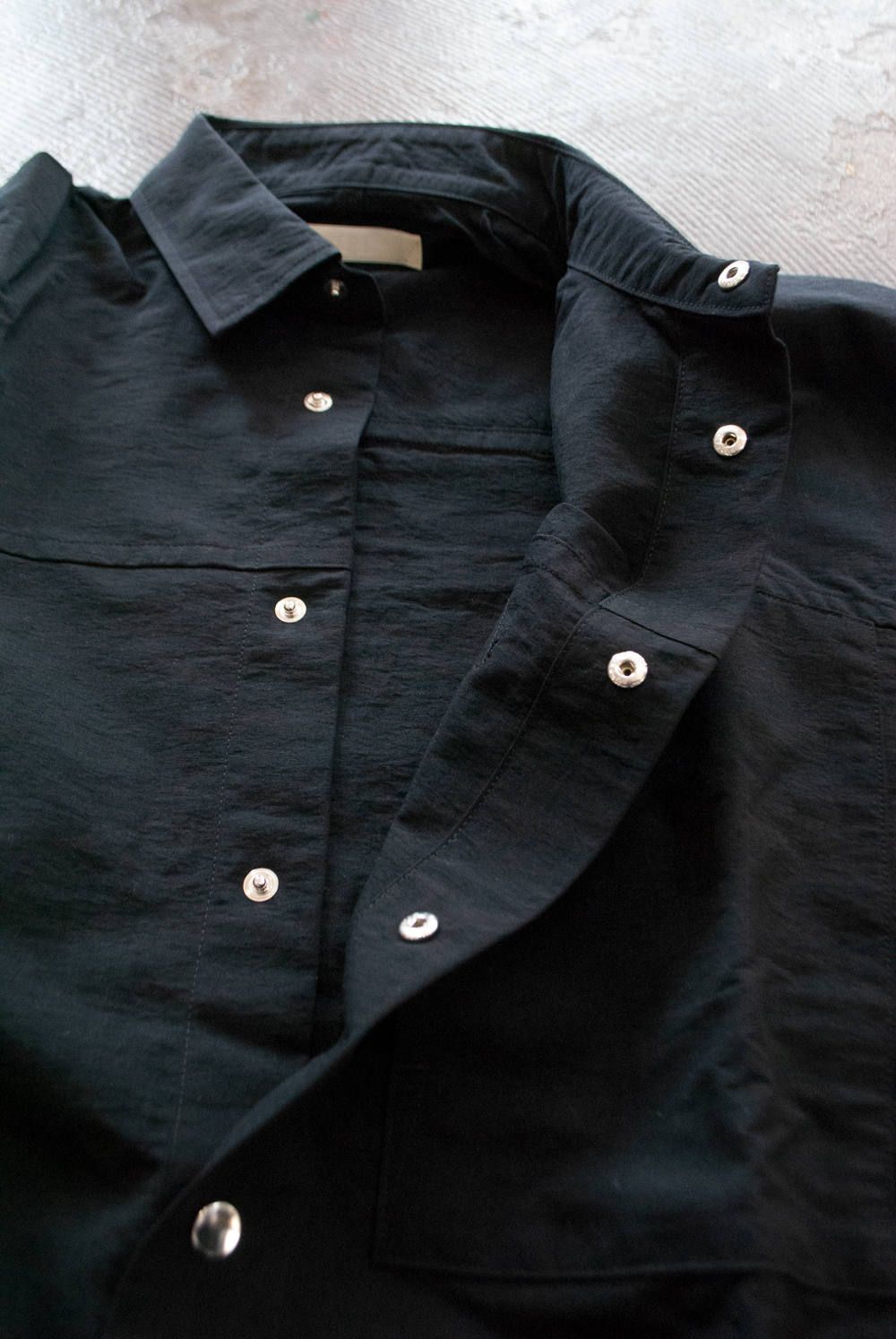 【ラスト1点】【19AW】ACTIVE SIDE SLIT SHIRT/ワイドシルエットシャツ(BLACK)