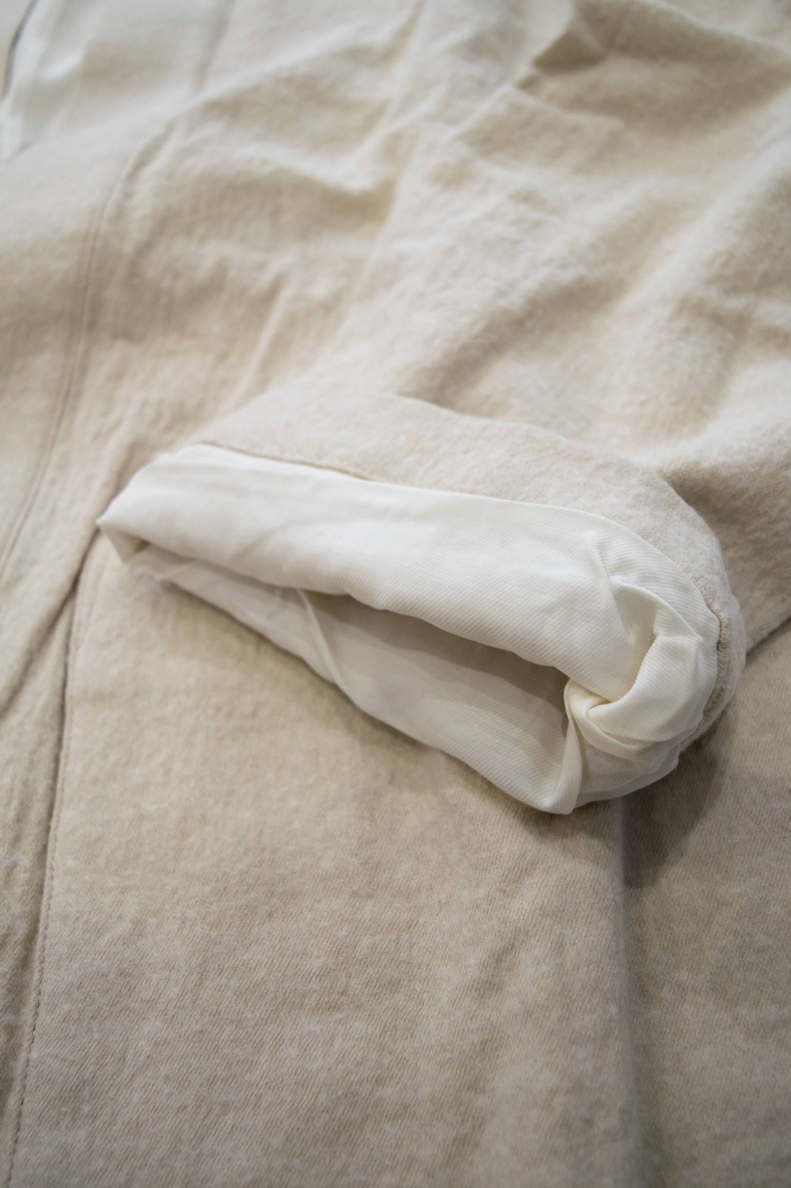 【ラスト1点】Side Slit Haori Coat W/C/サイドスリット羽織コートウール×綿(IVORY)
