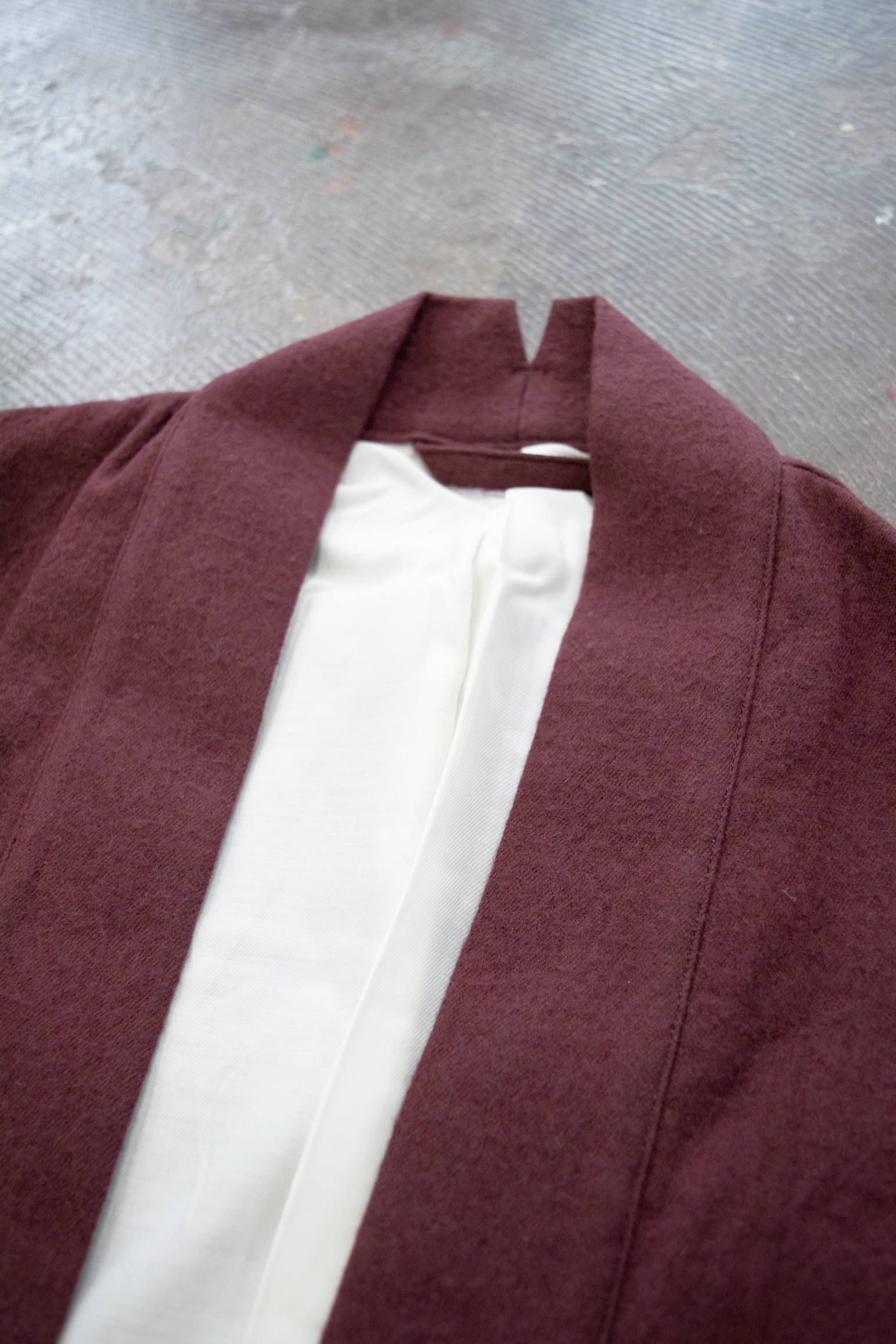 【ラスト1点】Side Slit Haori Coat W/C/サイドスリット羽織コートウール×綿(MAROON)
