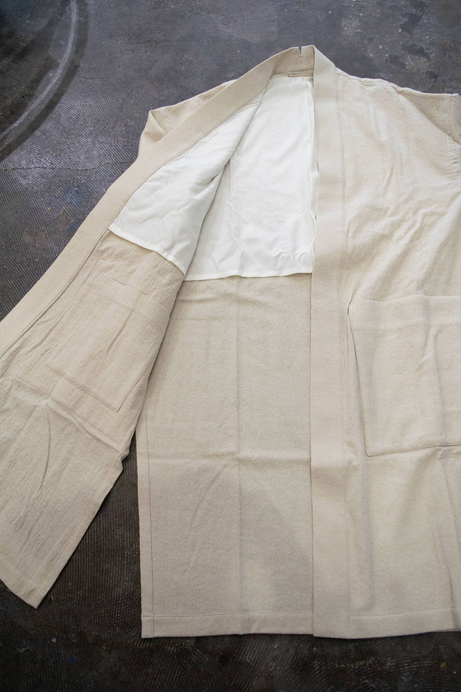 【ラスト1点】Side Slit Haori Coat W/C/サイドスリット羽織コートウール×綿(IVORY)