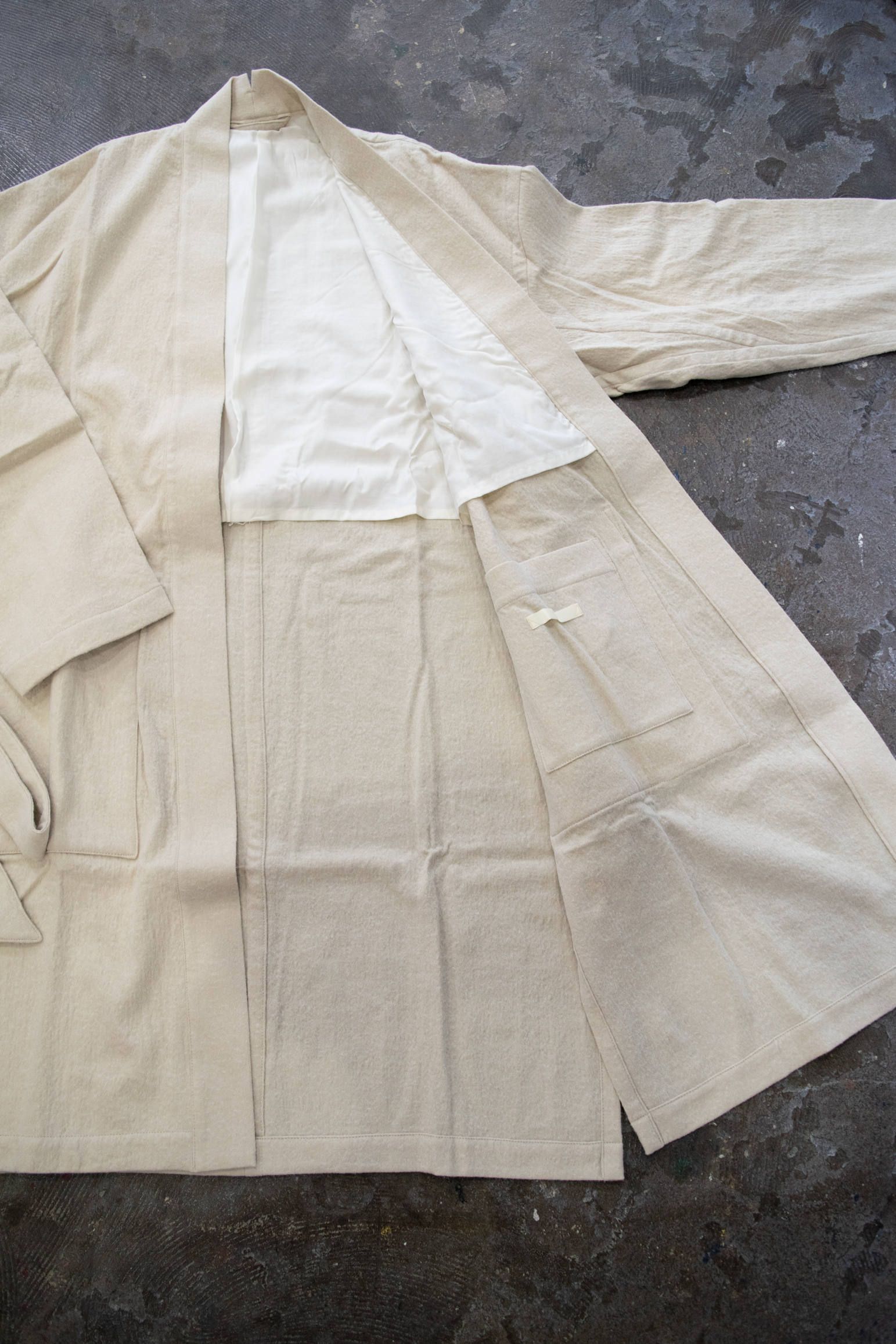 【ラスト1点】Side Slit Haori Coat W/C/サイドスリット羽織コートウール×綿(IVORY)