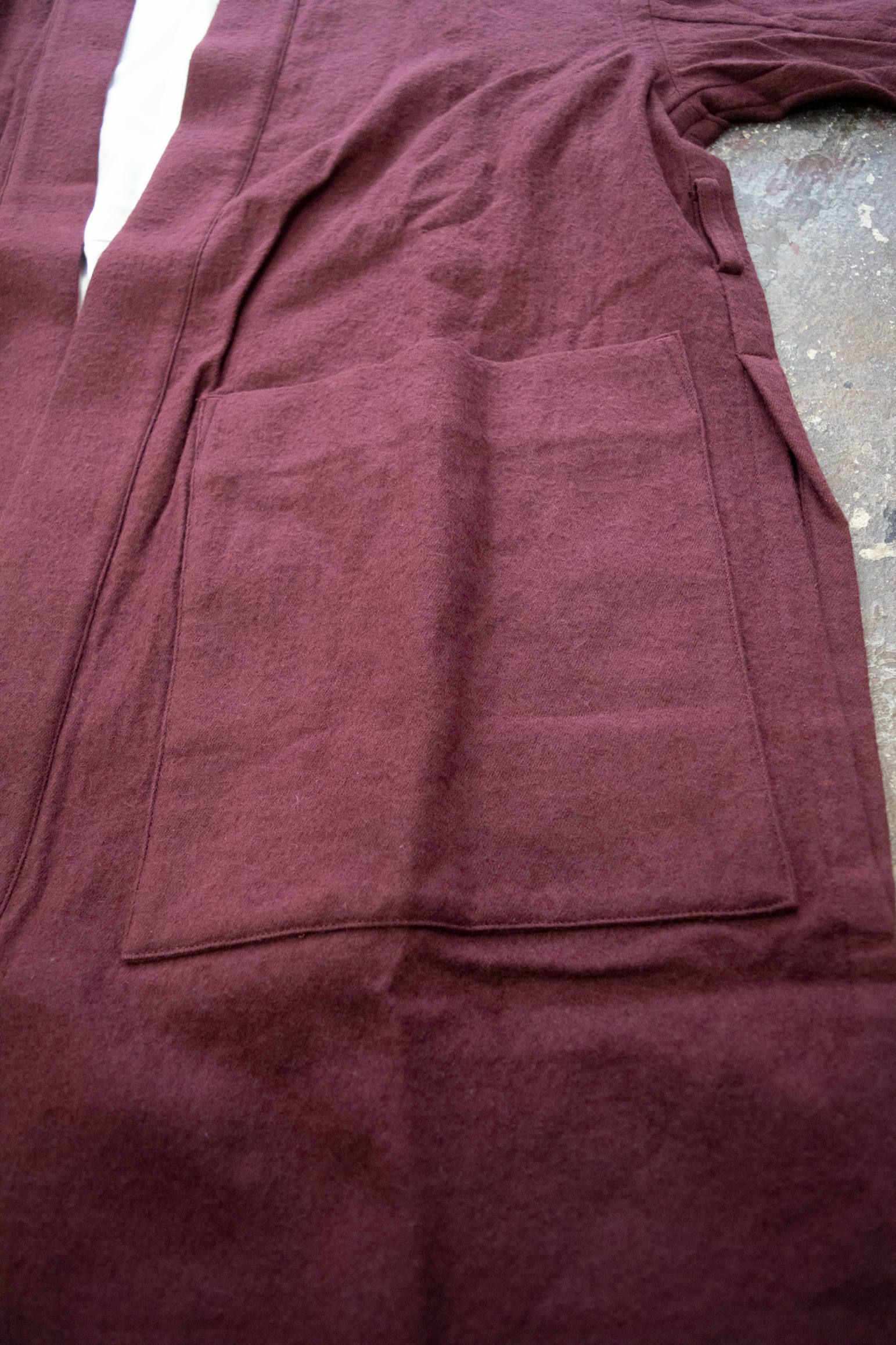 【ラスト1点】Side Slit Haori Coat W/C/サイドスリット羽織コートウール×綿(MAROON)
