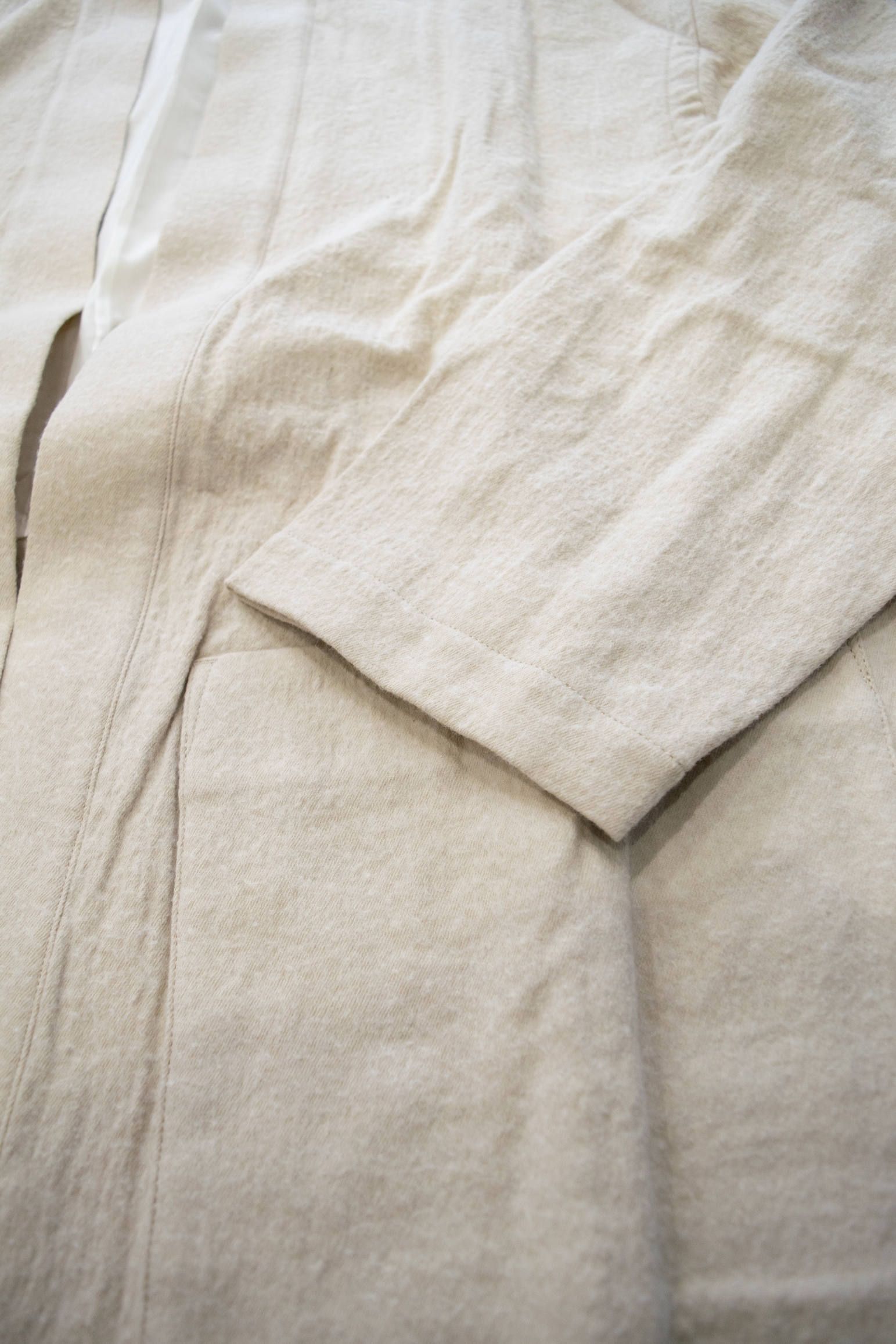【ラスト1点】Side Slit Haori Coat W/C/サイドスリット羽織コートウール×綿(IVORY)