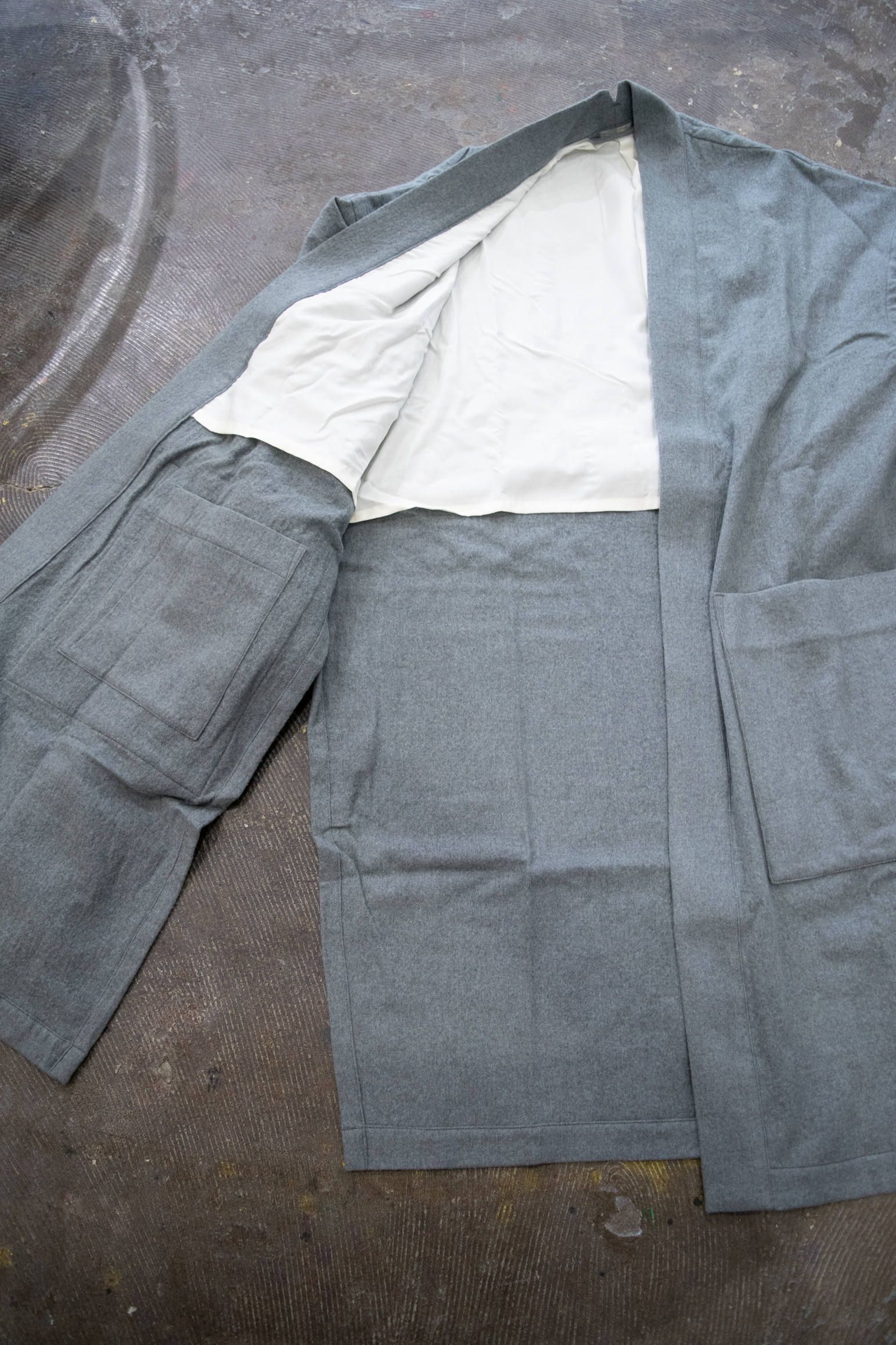 【ラスト1点】Side Slit Haori Coat W/C/サイドスリット羽織コートウール×綿(GRAY)