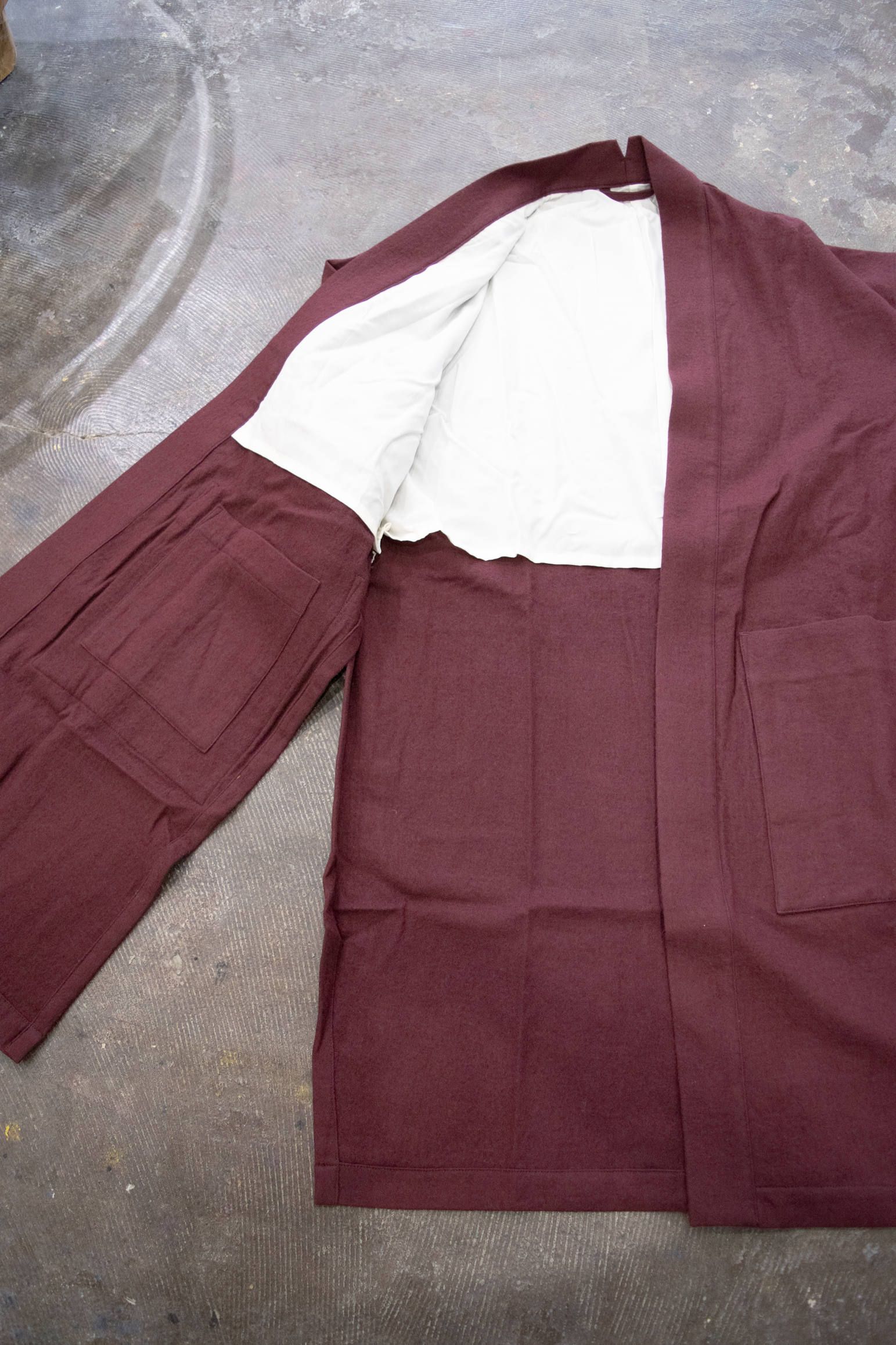 【ラスト1点】Side Slit Haori Coat W/C/サイドスリット羽織コートウール×綿(MAROON)