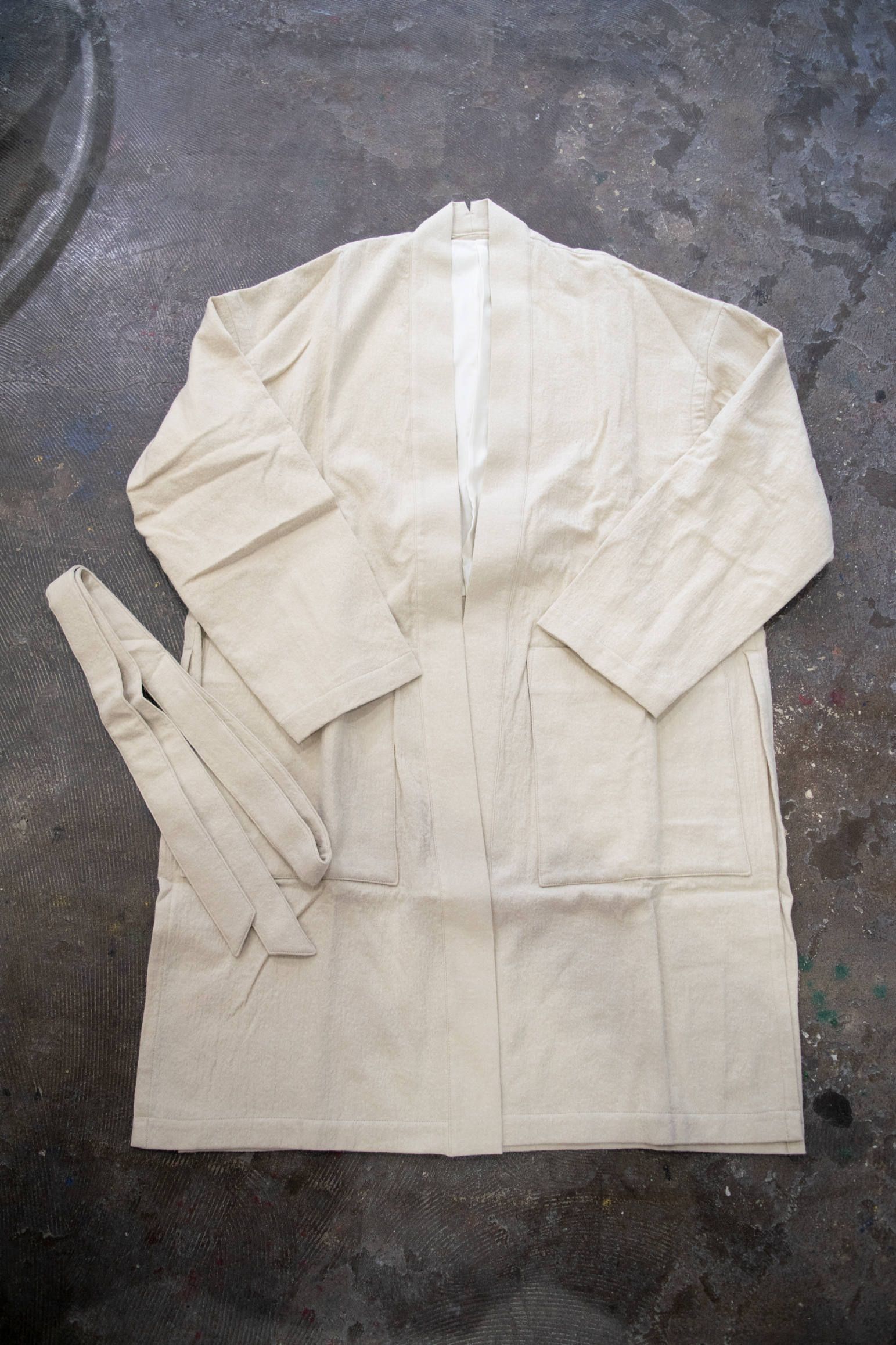 【ラスト1点】Side Slit Haori Coat W/C/サイドスリット羽織コートウール×綿(IVORY)