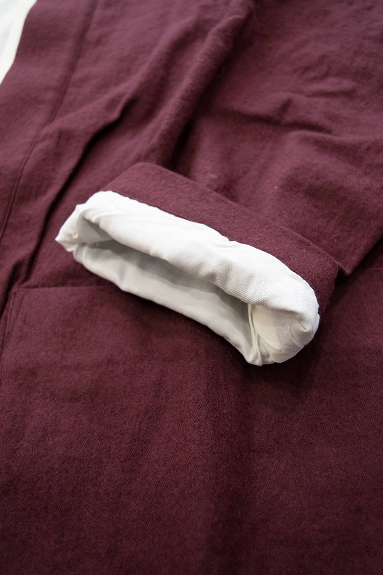 【ラスト1点】Side Slit Haori Coat W/C/サイドスリット羽織コートウール×綿(MAROON)