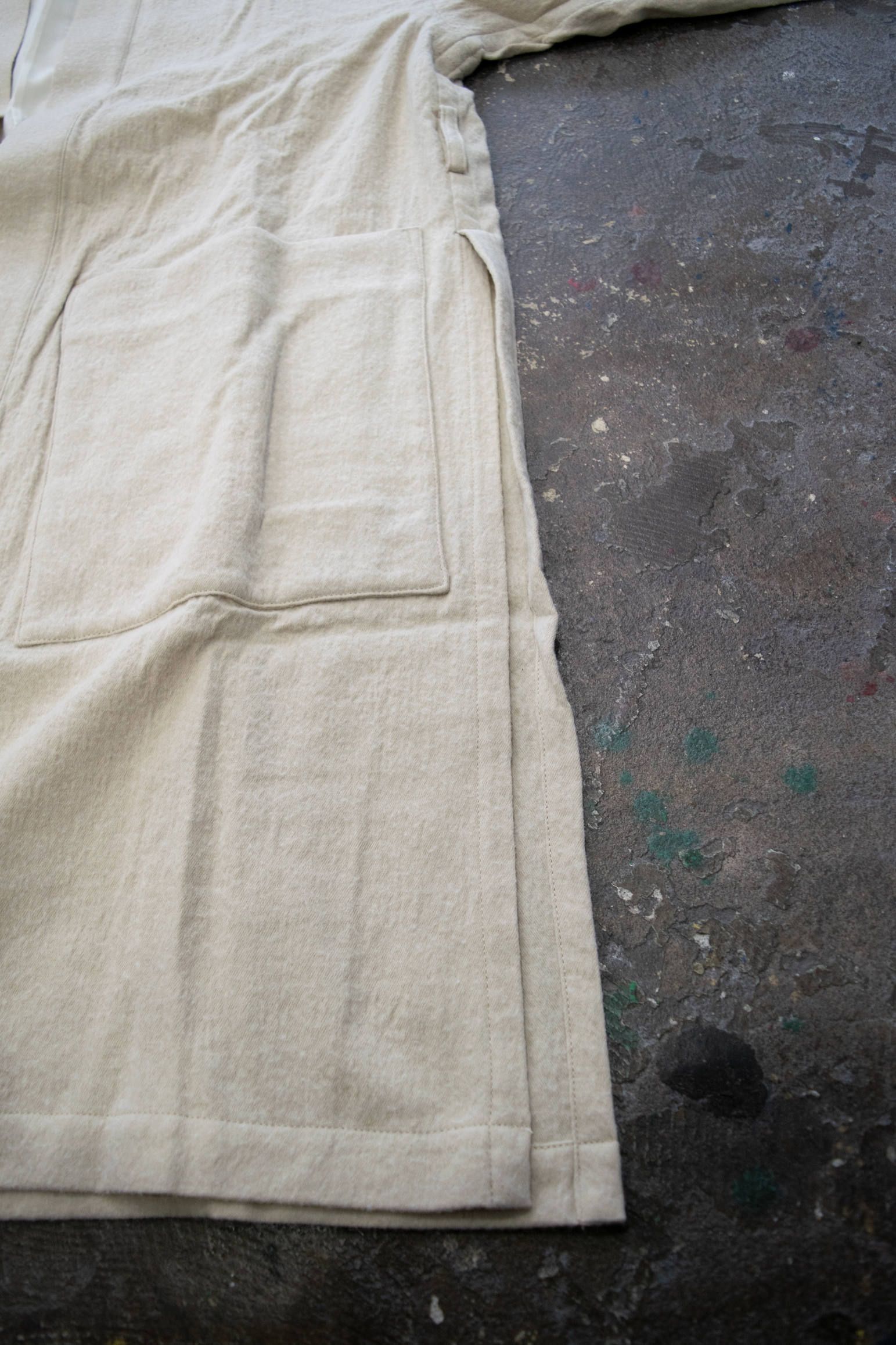 【ラスト1点】Side Slit Haori Coat W/C/サイドスリット羽織コートウール×綿(IVORY)