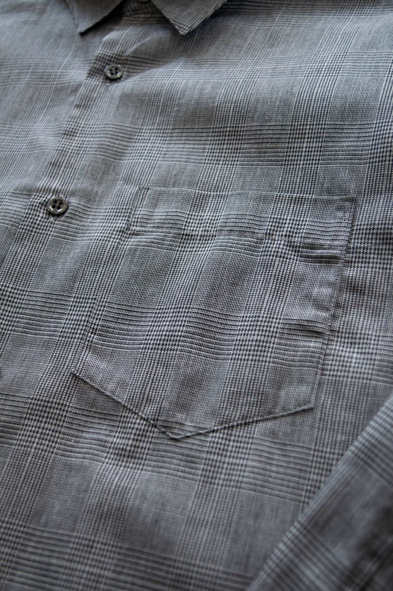 【ラスト1点】【19AW】Over Shirt(CEHCK)/オーバーサイズグレンチェックシャツ(GRAY)