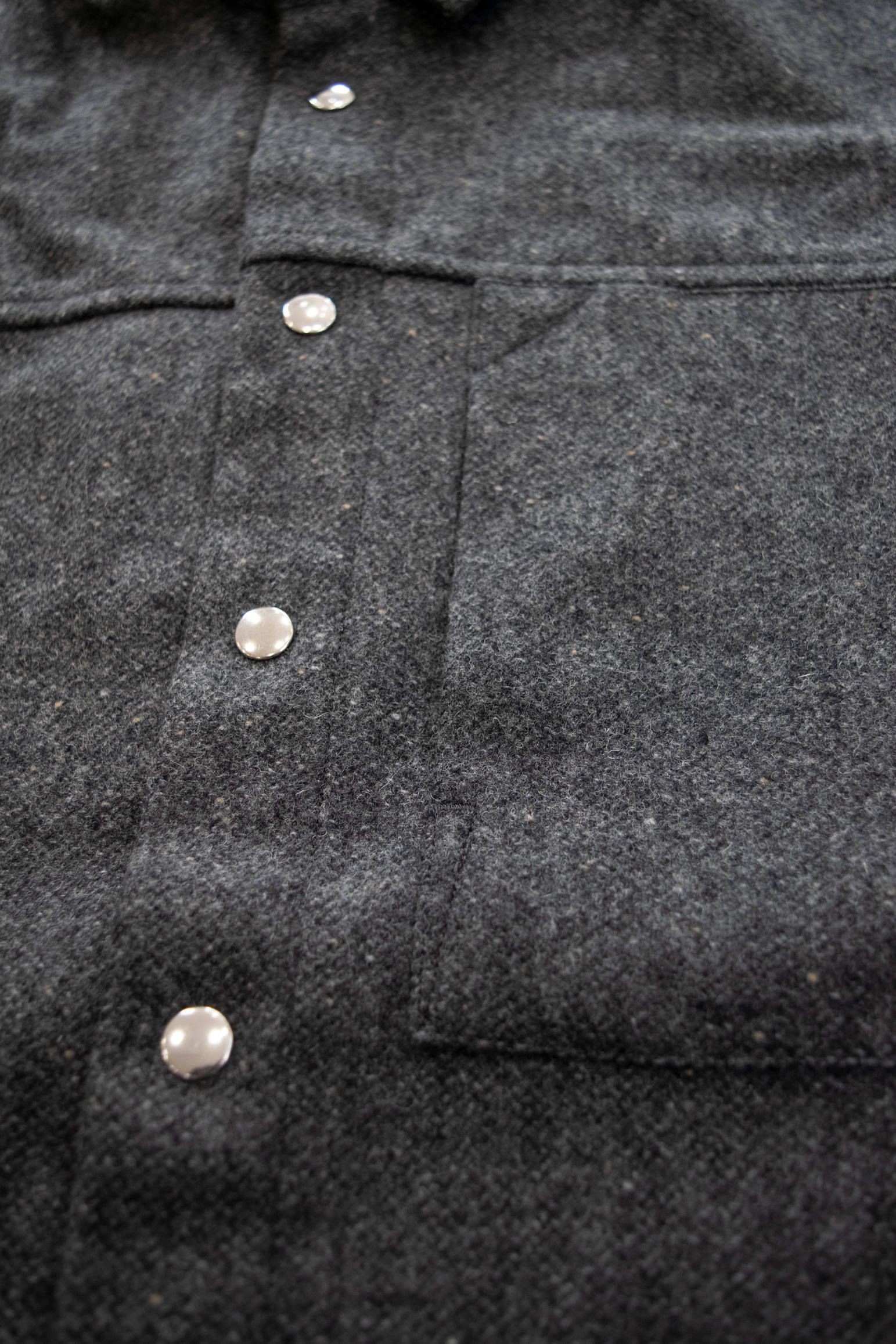 【ラスト1点】ACTIVE SIDE SLIT SHIRT WOOL/ウール地ワイドシルエットシャツ(MIX CHARCOAL)