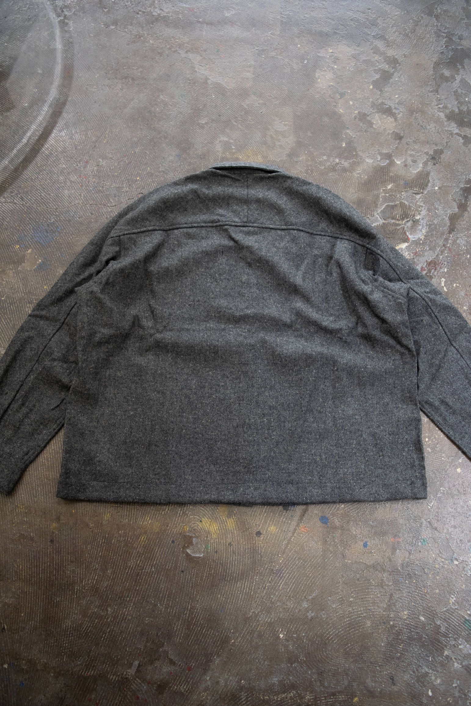 【ラスト1点】ACTIVE SIDE SLIT SHIRT WOOL/ウール地ワイドシルエットシャツ(MIX CHARCOAL)