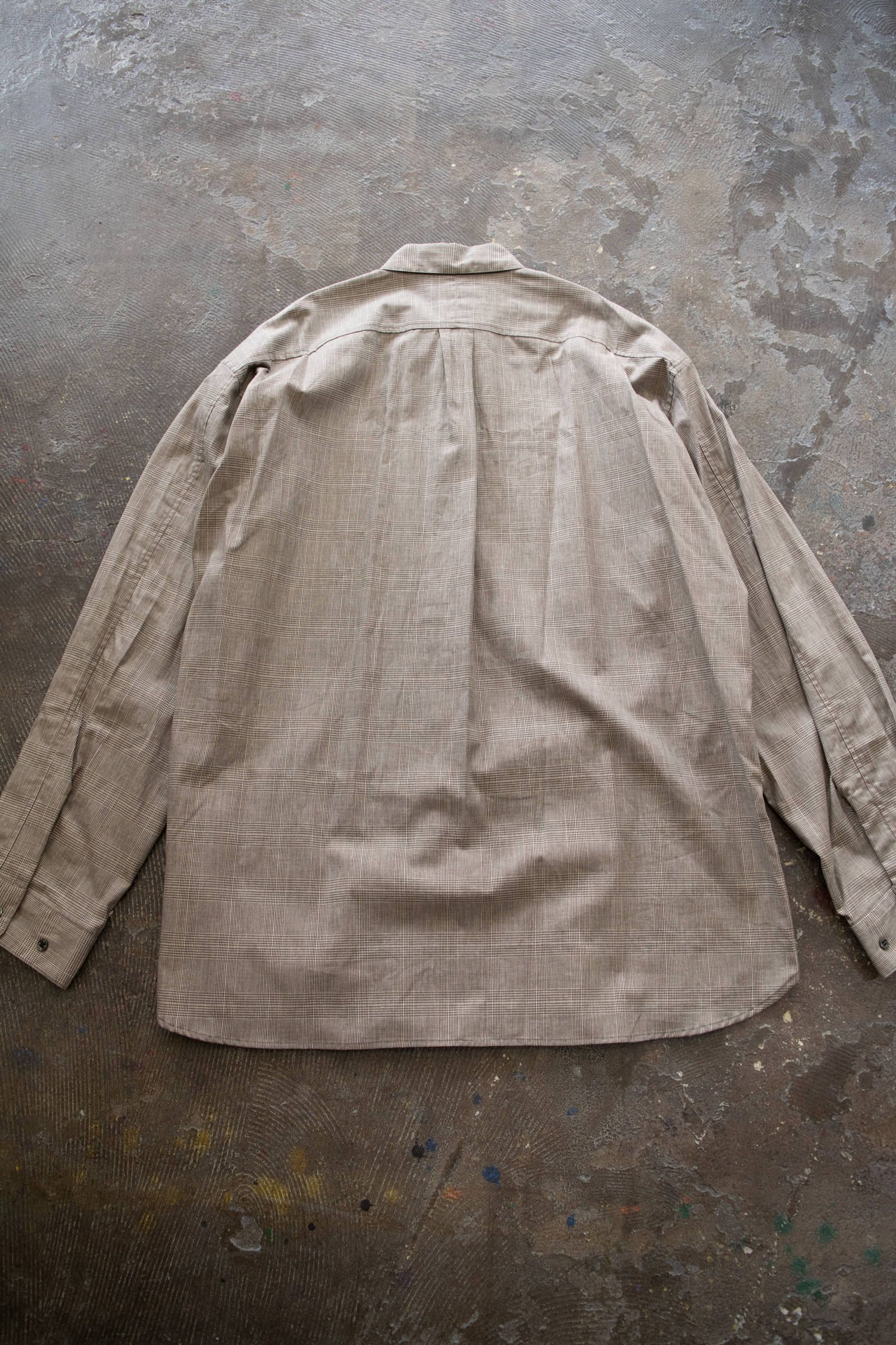 【ラスト1点】【19AW】Over Shirt(CEHCK)/オーバーサイズグレンチェックシャツ(BEIGE)