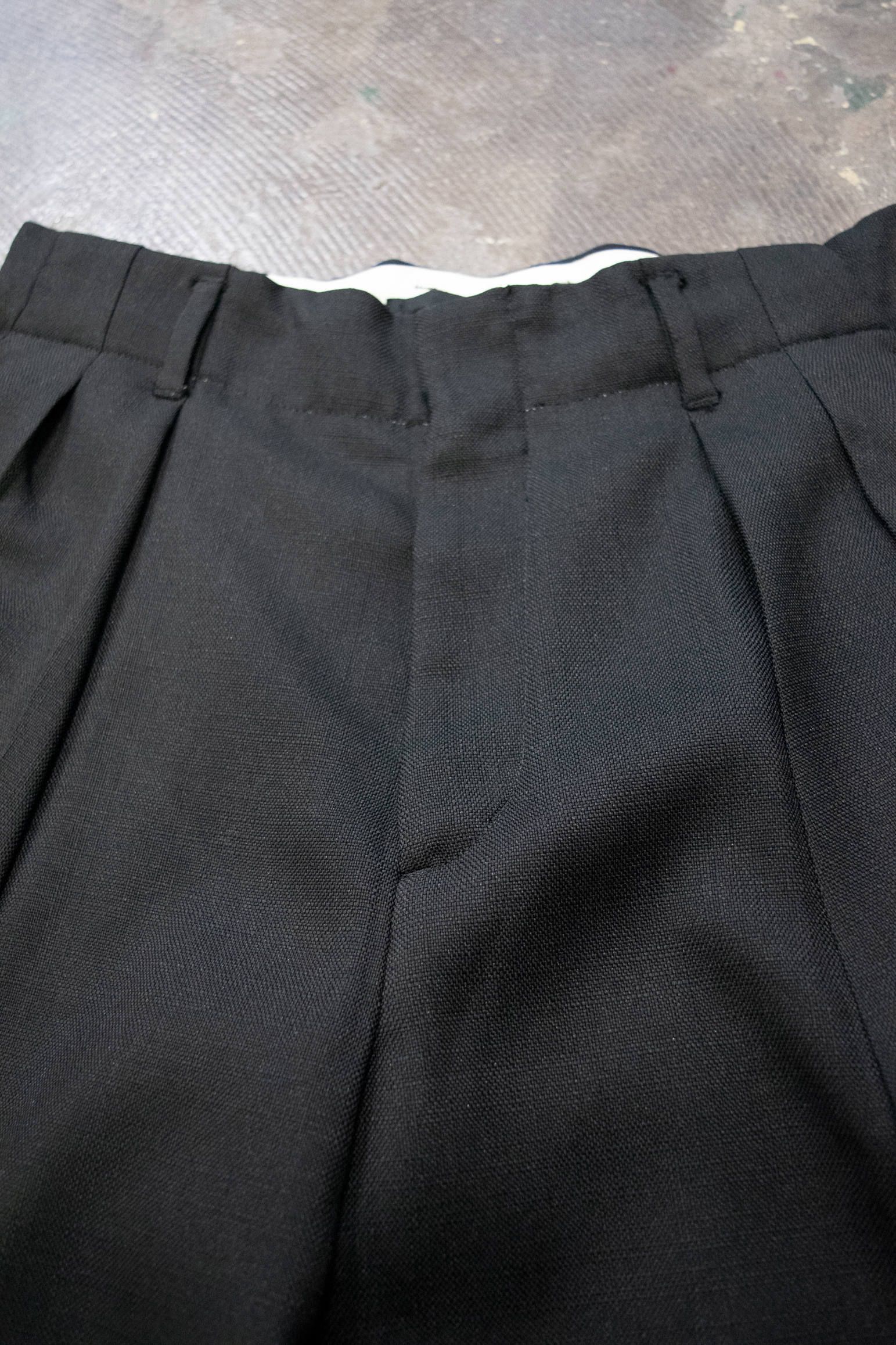 【ラスト1点】Polyester Basket Double Tuck Pants(BLACK)