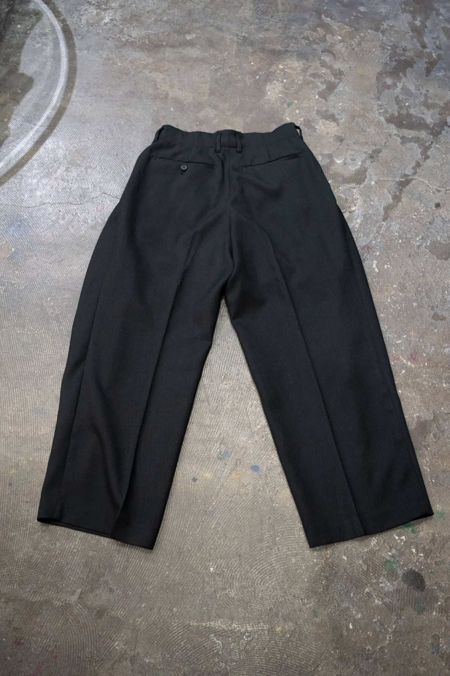 【ラスト1点】Polyester Basket Double Tuck Pants(BLACK)
