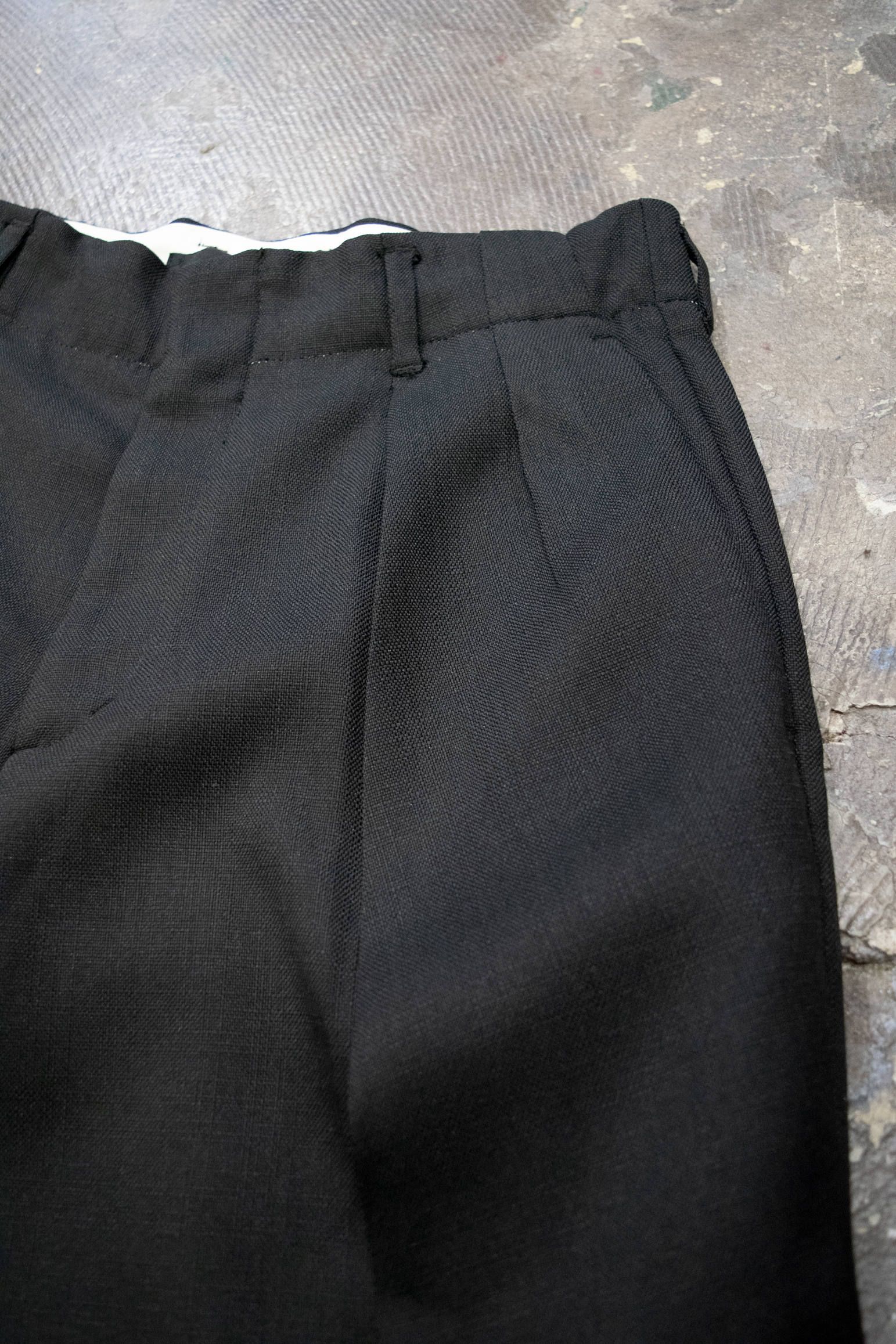 【ラスト1点】Polyester Basket Double Tuck Pants(BLACK)