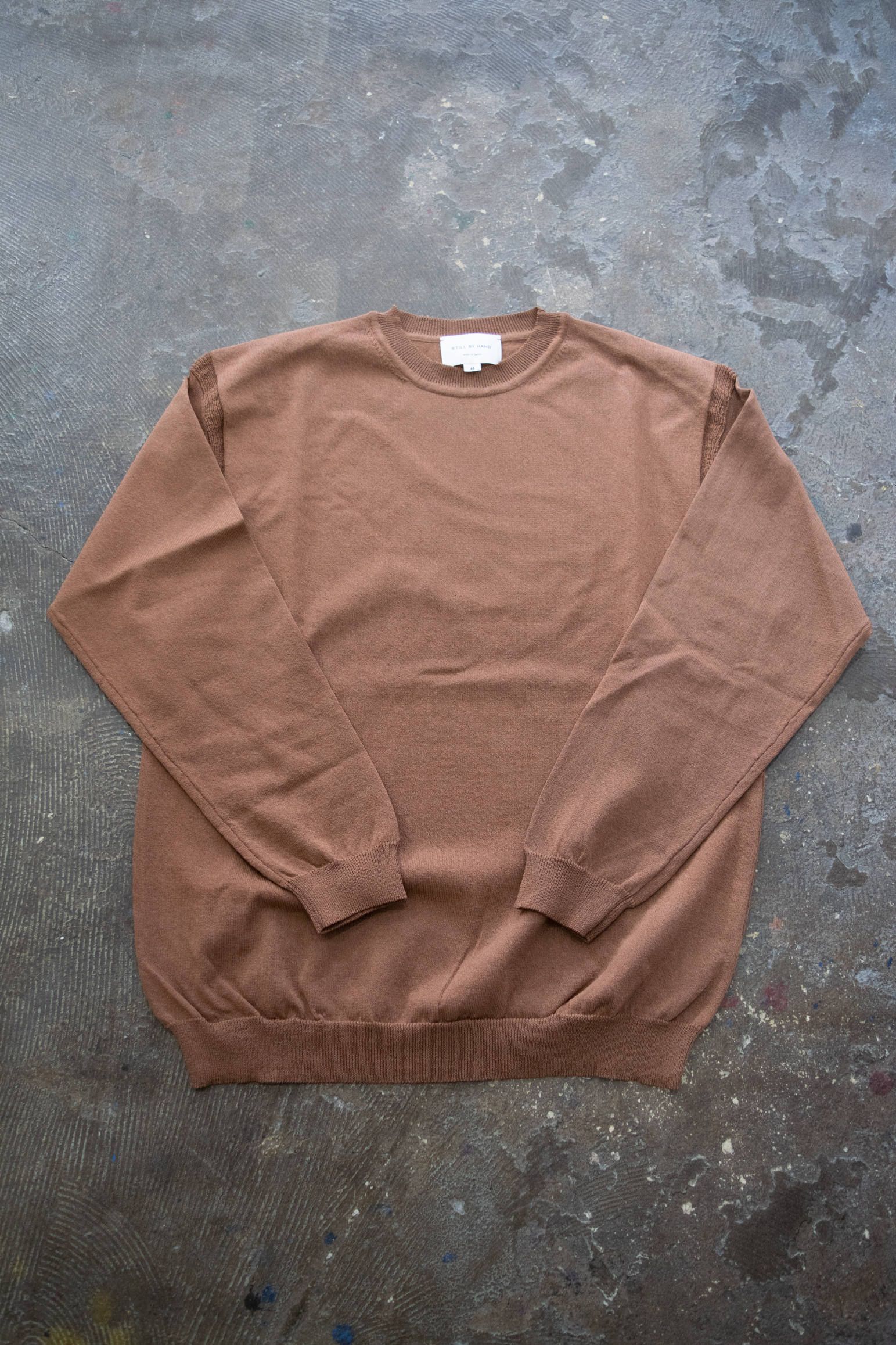 【ラスト1点】強撚糸綿ポリエステルクルーネックニット(MARRON)